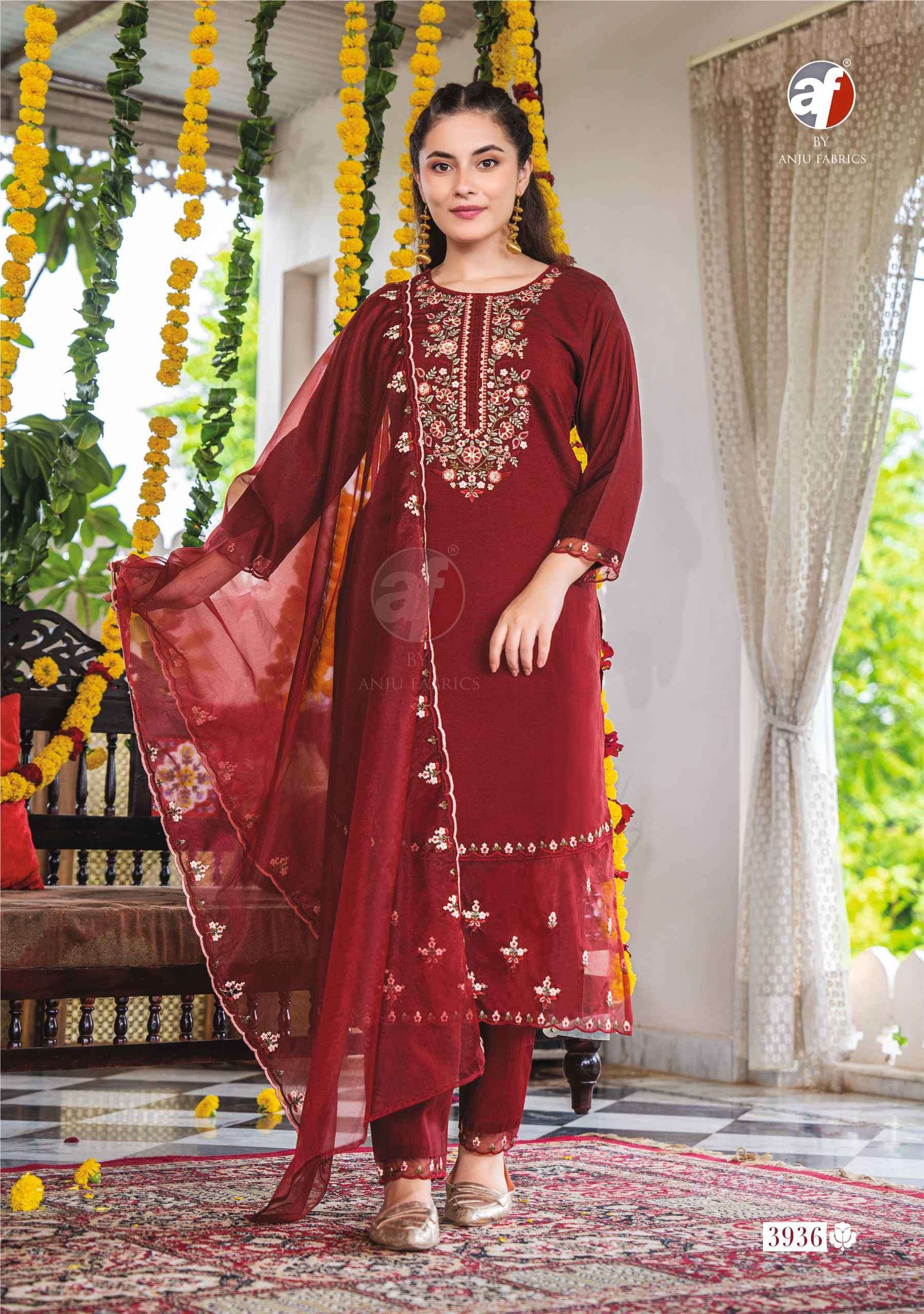 AF STOCK OUT SUNDARI VOL 2 BY ANJU FABRICS FANCY SILK 3 PIECE PAIR CATALOGUE WHOLESALER 
