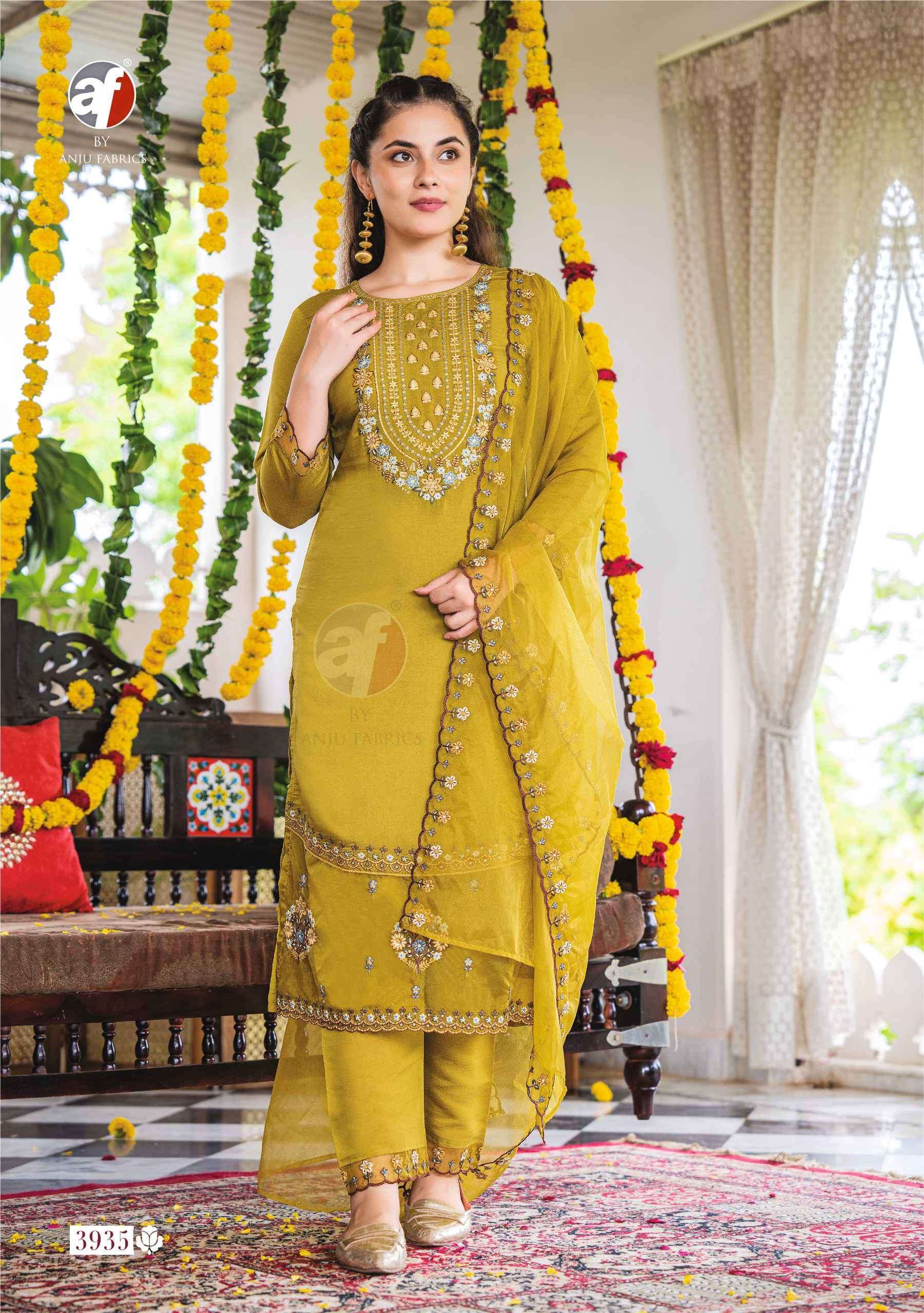 AF STOCK OUT SUNDARI VOL 2 BY ANJU FABRICS FANCY SILK 3 PIECE PAIR CATALOGUE WHOLESALER 