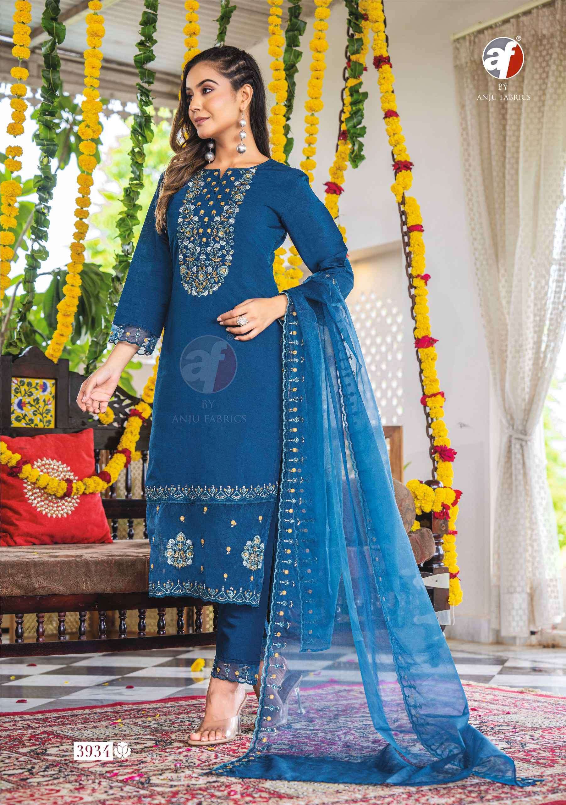 AF STOCK OUT SUNDARI VOL 2 BY ANJU FABRICS FANCY SILK 3 PIECE PAIR CATALOGUE WHOLESALER 