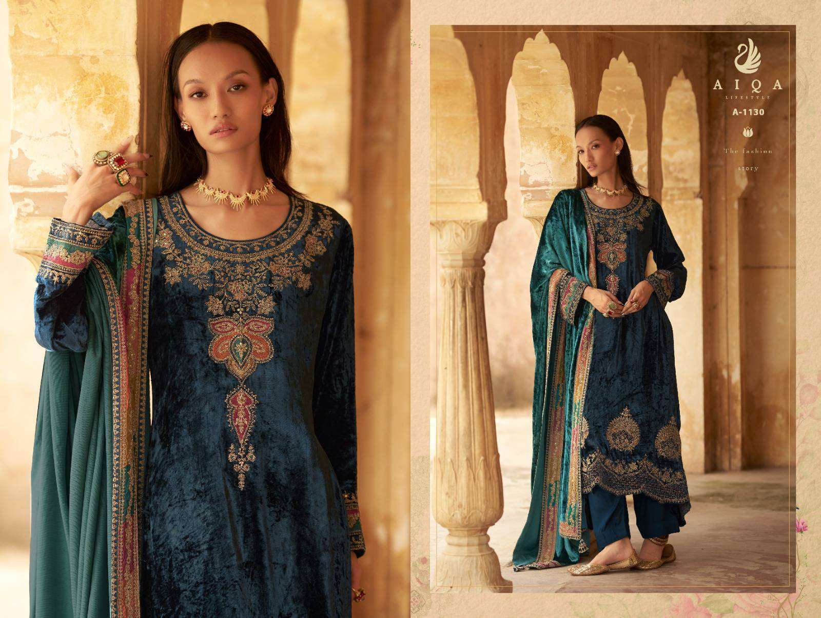AIQA SENORA PARTYWEAR VELVET DESIGNER SUIT CATALOG WHOLESALER 