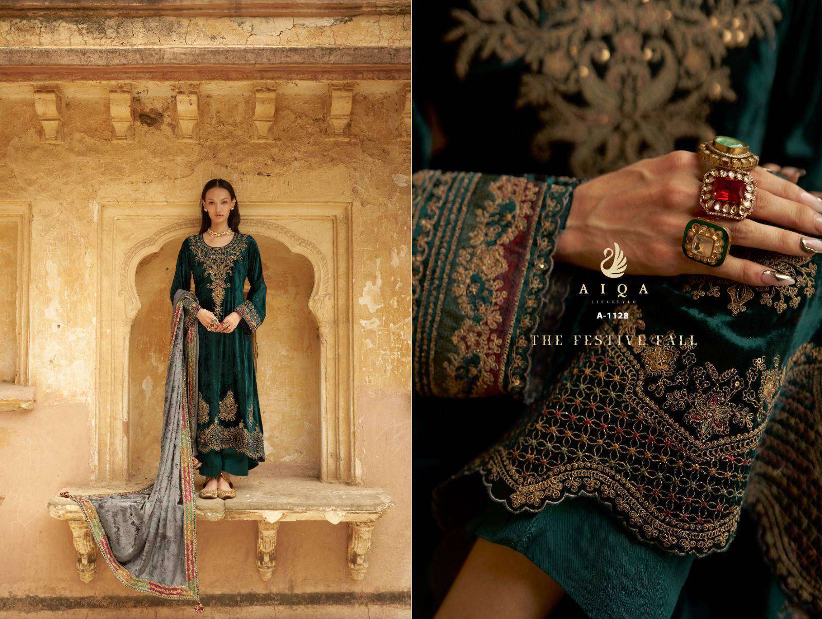 AIQA SENORA PARTYWEAR VELVET DESIGNER SUIT CATALOG WHOLESALER 