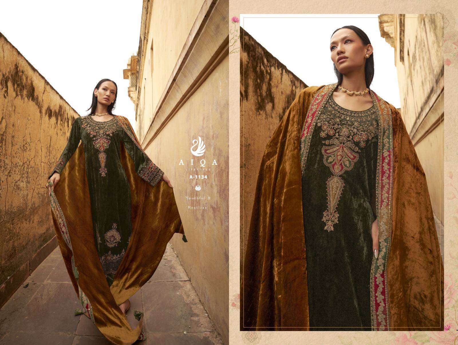 AIQA SENORA PARTYWEAR VELVET DESIGNER SUIT CATALOG WHOLESALER 
