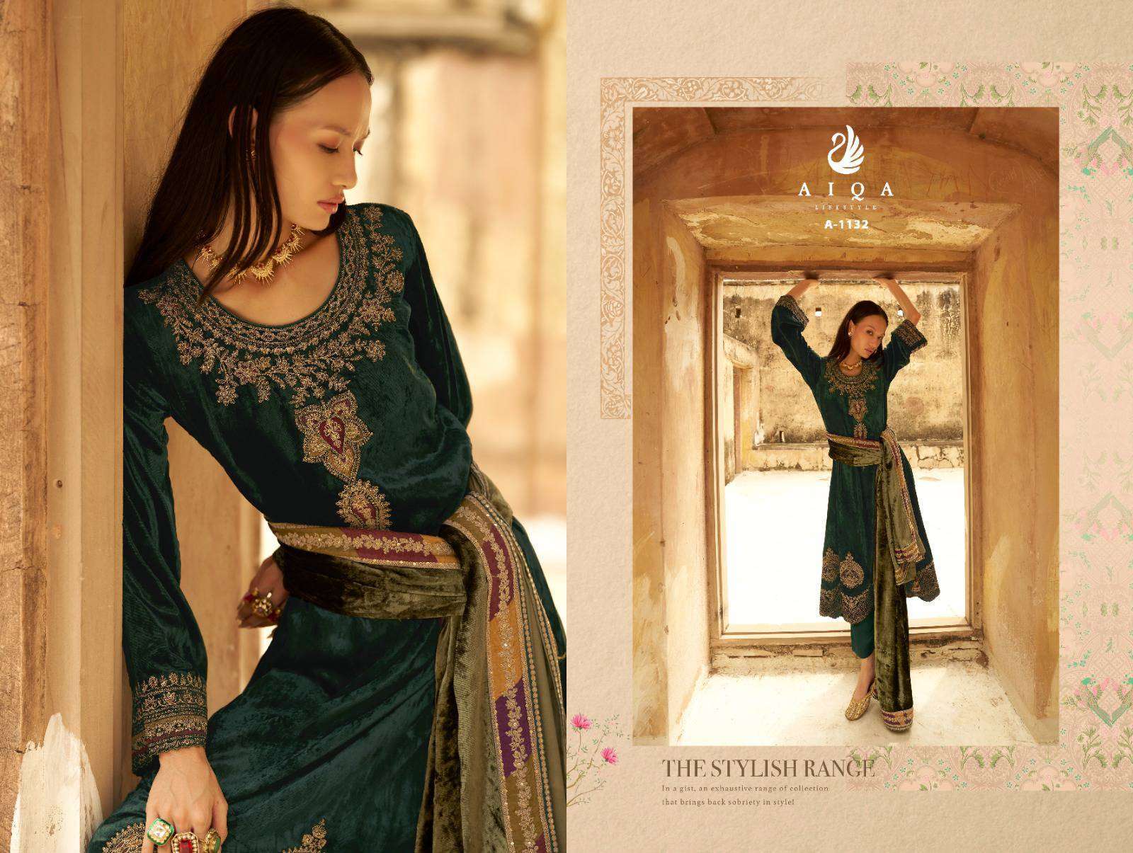 AIQA SENORA PARTYWEAR VELVET DESIGNER SUIT CATALOG WHOLESALER 