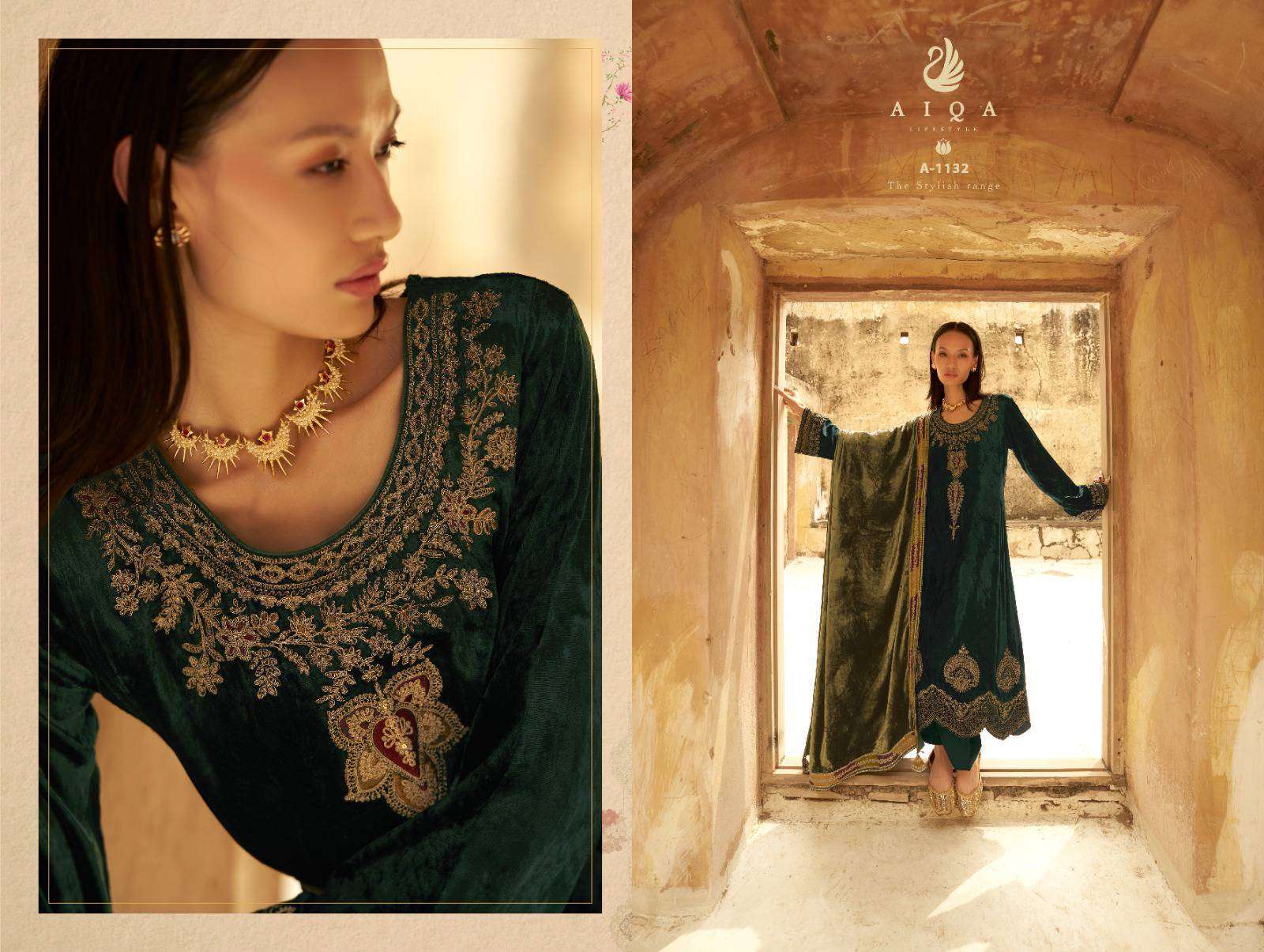 AIQA SENORA PARTYWEAR VELVET DESIGNER SUIT CATALOG WHOLESALER 