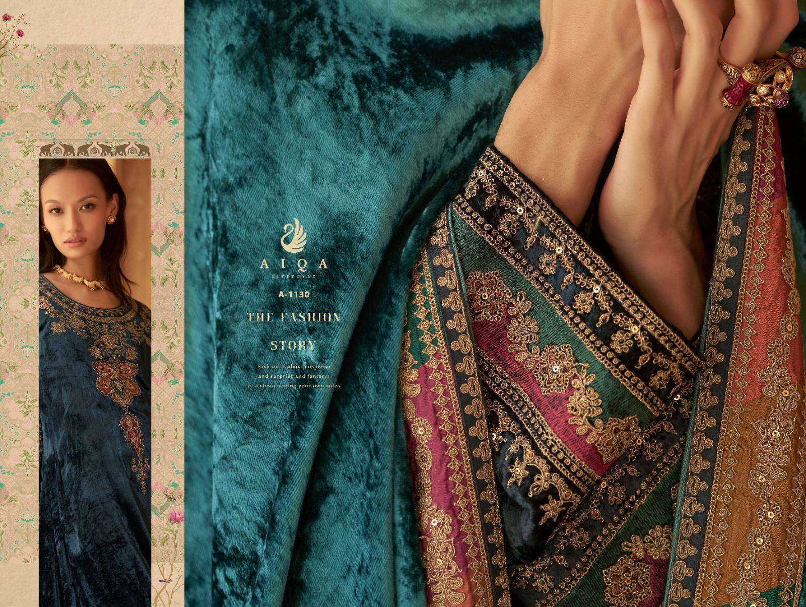 AIQA SENORA PARTYWEAR VELVET DESIGNER SUIT CATALOG WHOLESALER 
