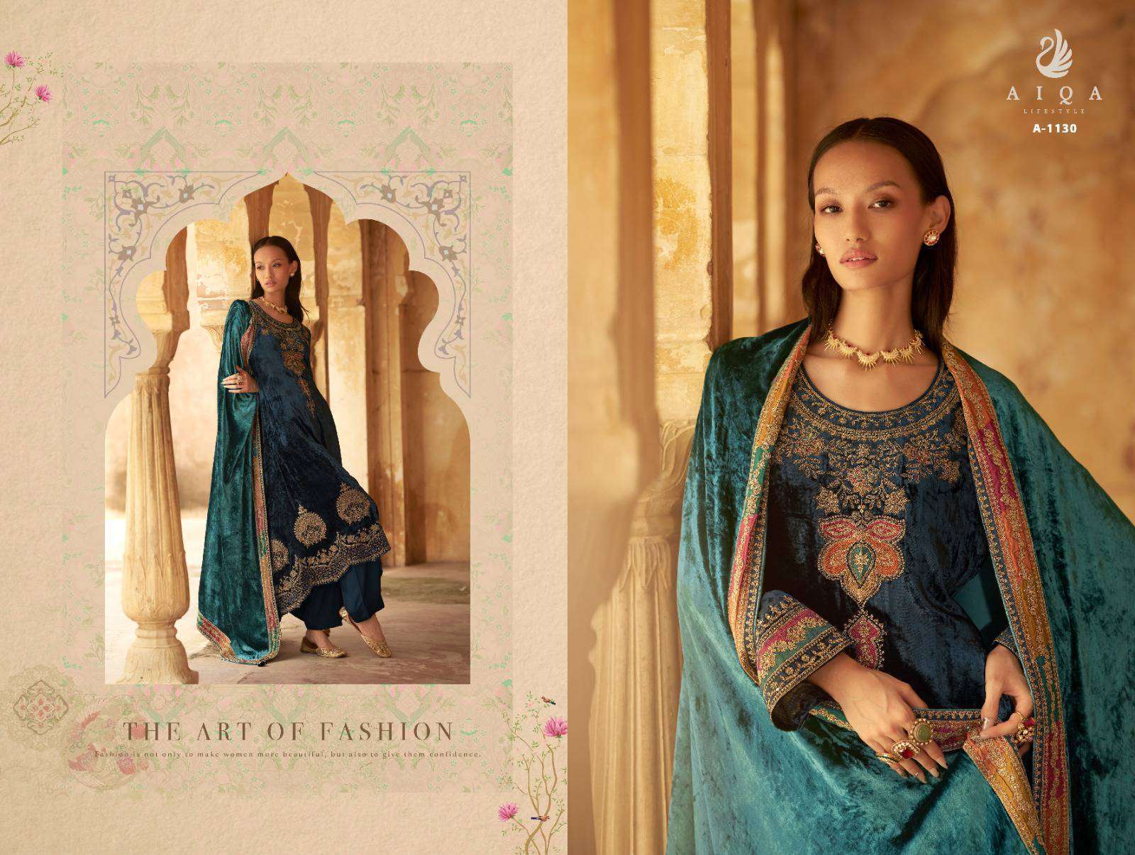 AIQA SENORA PARTYWEAR VELVET DESIGNER SUIT CATALOG WHOLESALER 