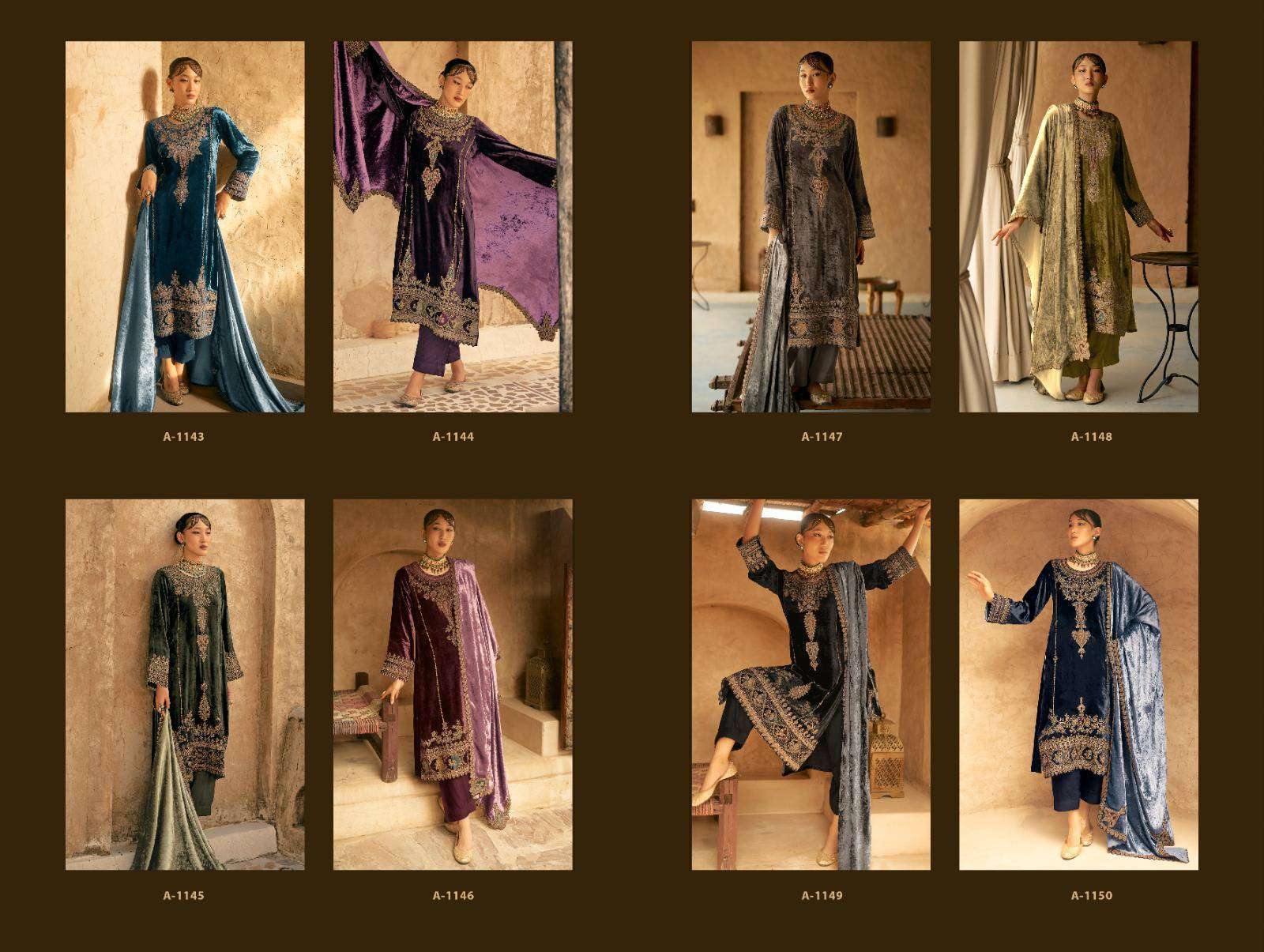 AIQA SHAINA LATEST DESIGNER AIQA VELVET SUIT CATALOG EXPORTER 2024