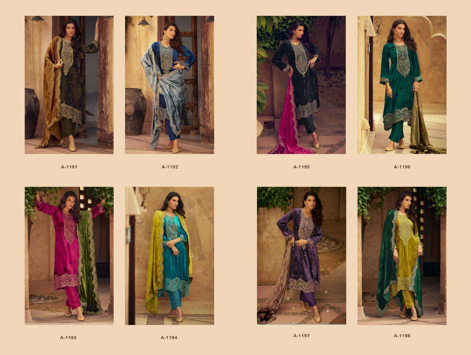 AIQA SHIKARNAGH THE SEASON PURE VELVET LADIES SUIT CATALOGUE WHOLESALER 