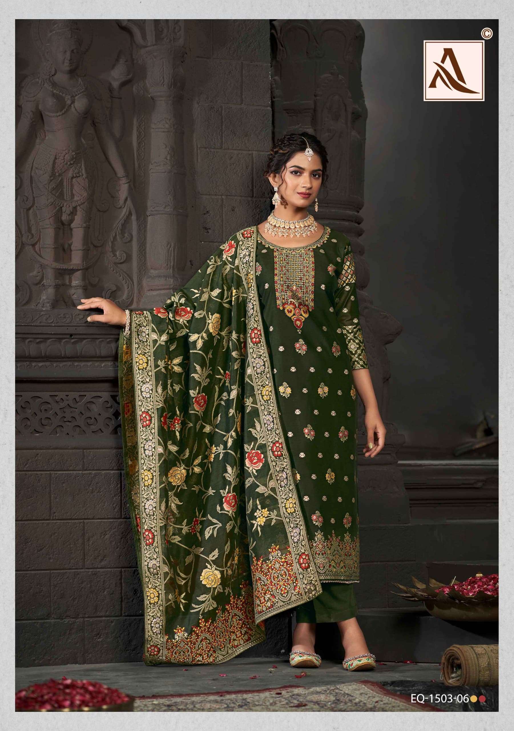 ALOK SUIT BLOOM TOUCH EDITION 1 LATEST DESIGN JACQUARD SUIT CATALOGUE WHOLESALER 
