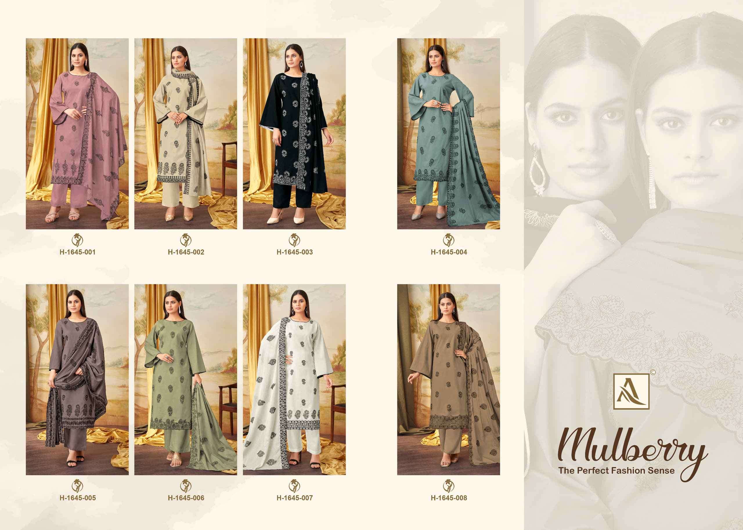 ALOK SUIT MULBERRY FANCY SWAROVSKI WORK COTTON SUIT CATALOG SUPPLIER 2024