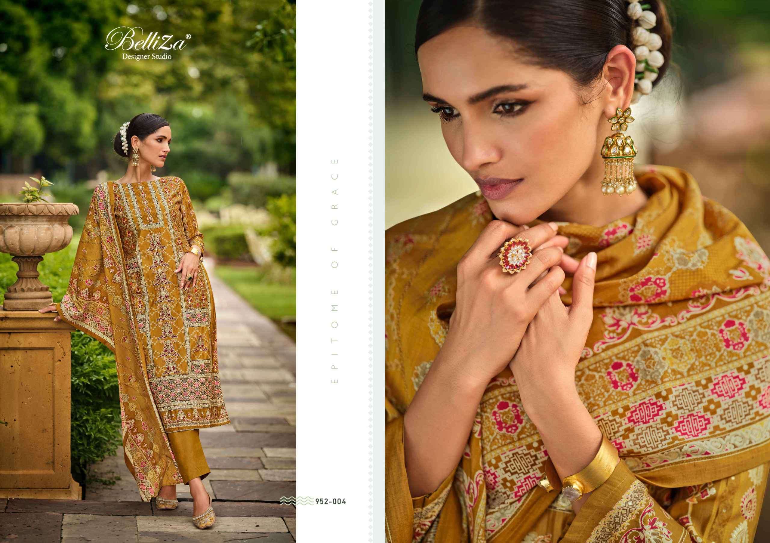 BELLIZA SHAYONI VISCOSE MUSLIN FANCY WORK SUIT CATALOGE EXPORTER 2024