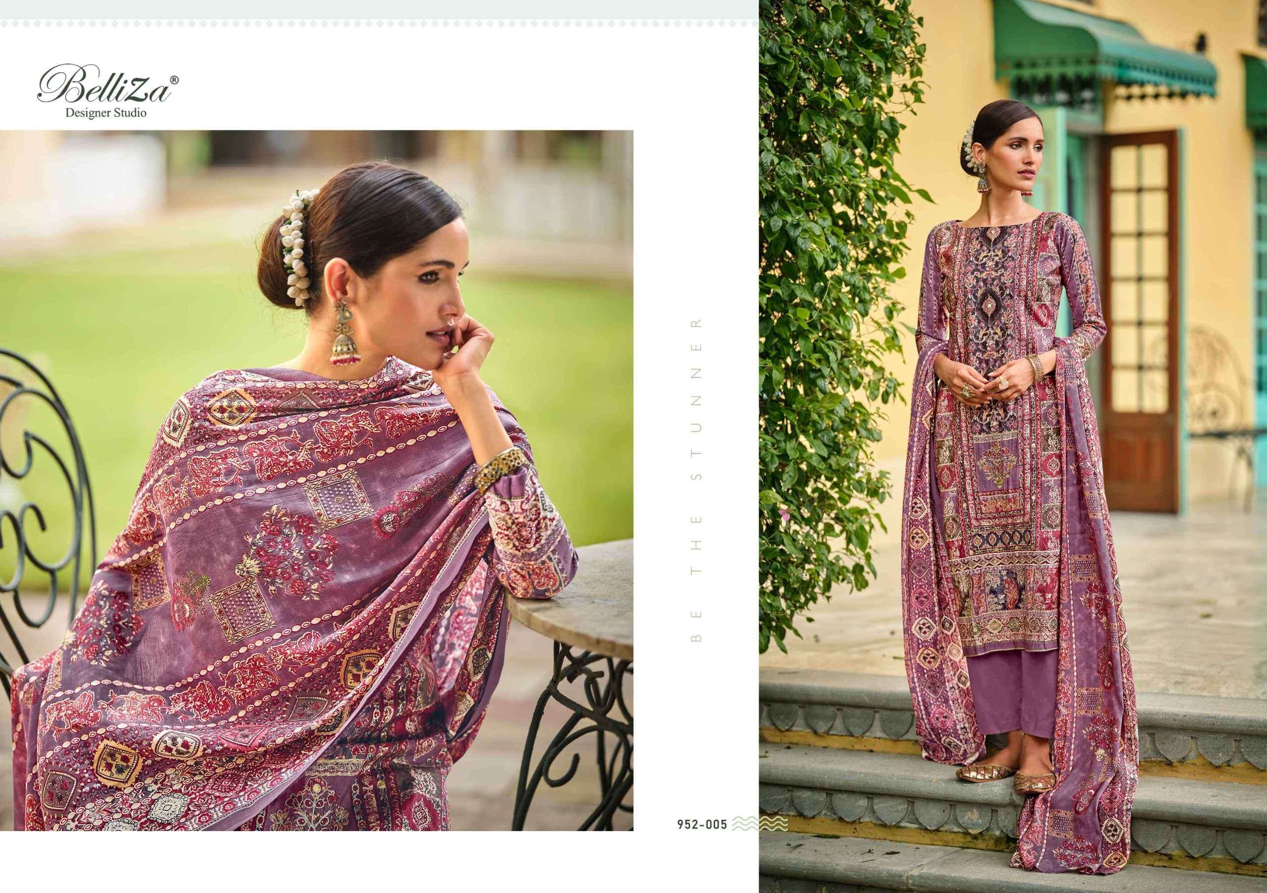 BELLIZA SHAYONI VISCOSE MUSLIN FANCY WORK SUIT CATALOGE EXPORTER 2024