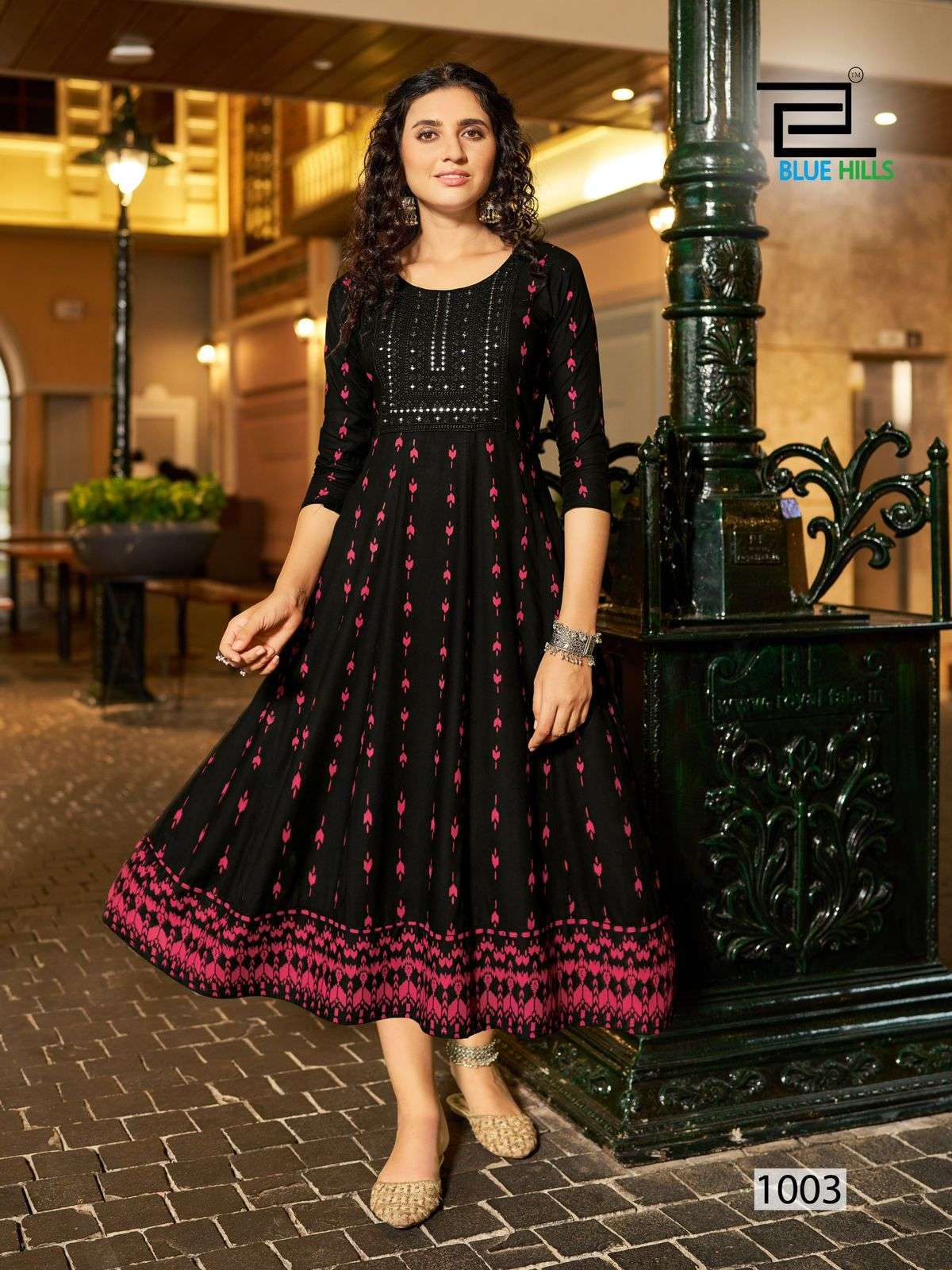 BLUE HILLS ZUDIO ANARKALI PATTERN FANCY KURTI CATALOGUE EXPORTER 