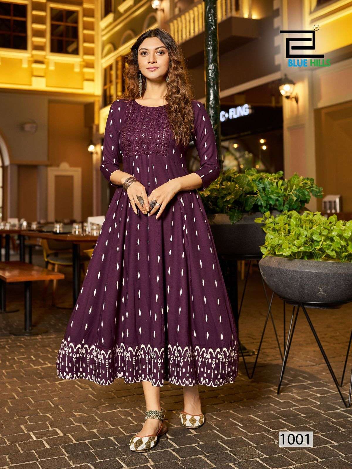 BLUE HILLS ZUDIO ANARKALI PATTERN FANCY KURTI CATALOGUE EXPORTER 