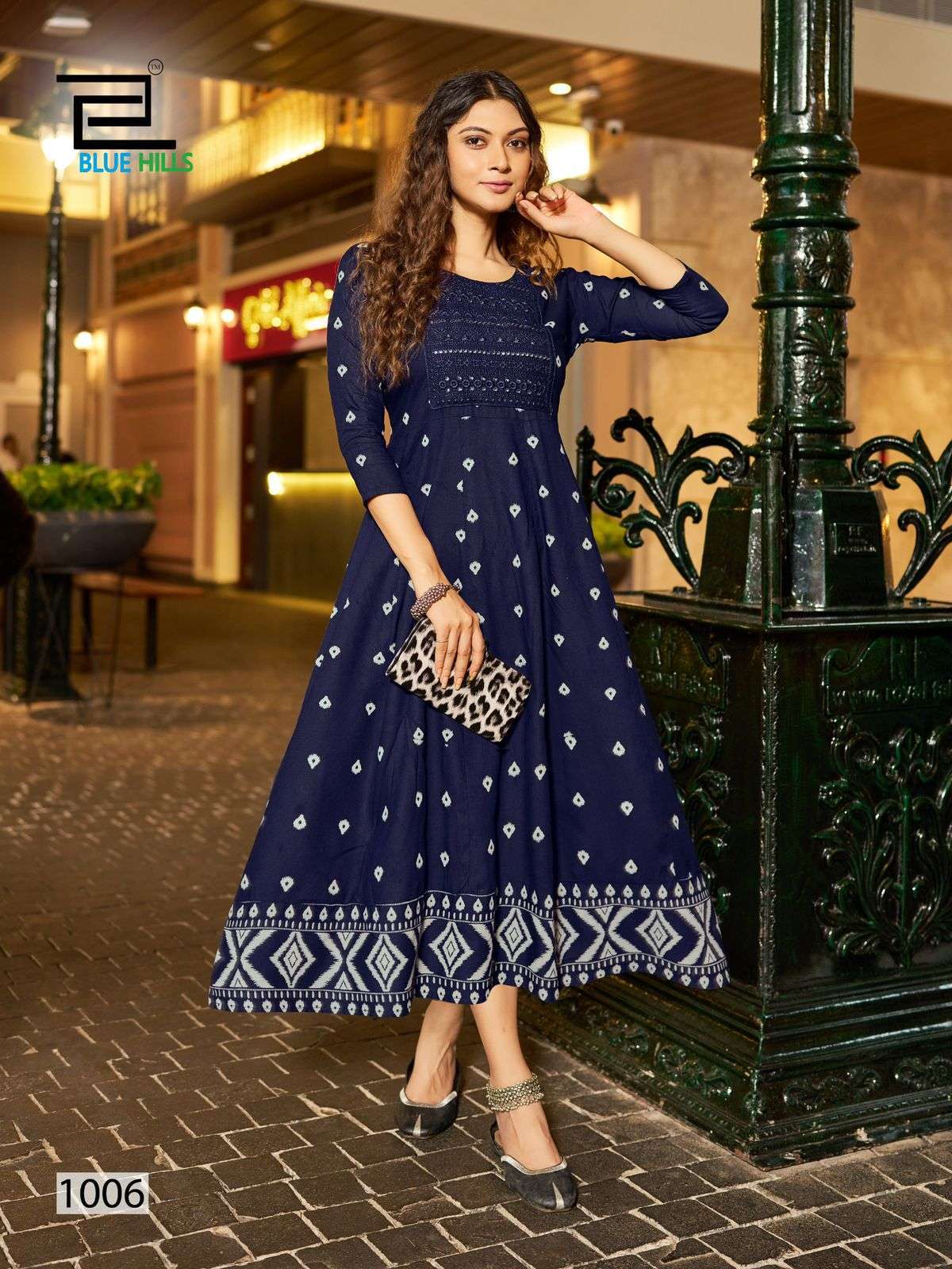 BLUE HILLS ZUDIO ANARKALI PATTERN FANCY KURTI CATALOGUE EXPORTER 