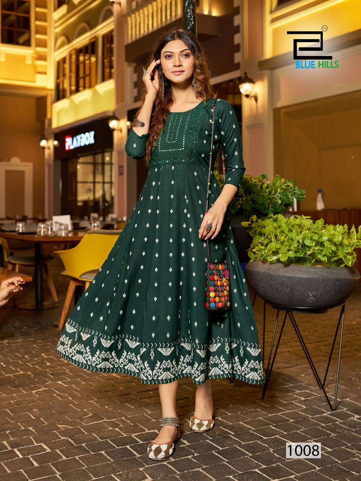 BLUE HILLS ZUDIO ANARKALI PATTERN FANCY KURTI CATALOGUE EXPORTER 