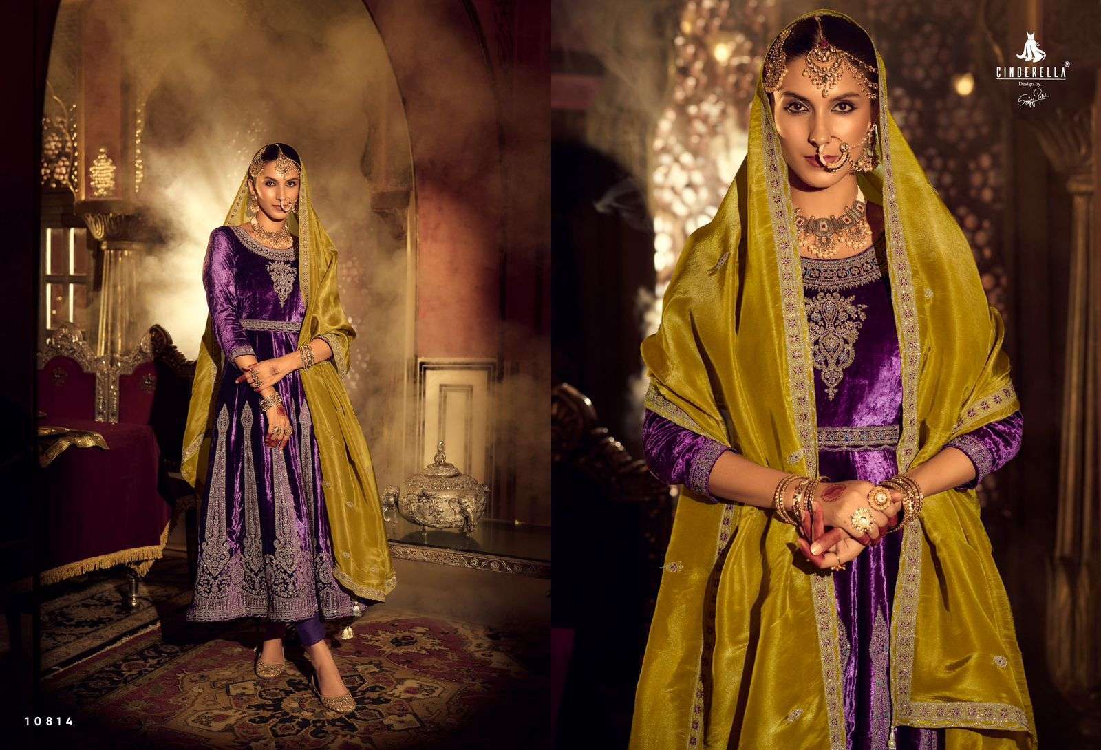 CINDERELLA ANARKALI BRIDAL WEAR VELVET DESIGNER DRESS CATALOG EXPORTER 