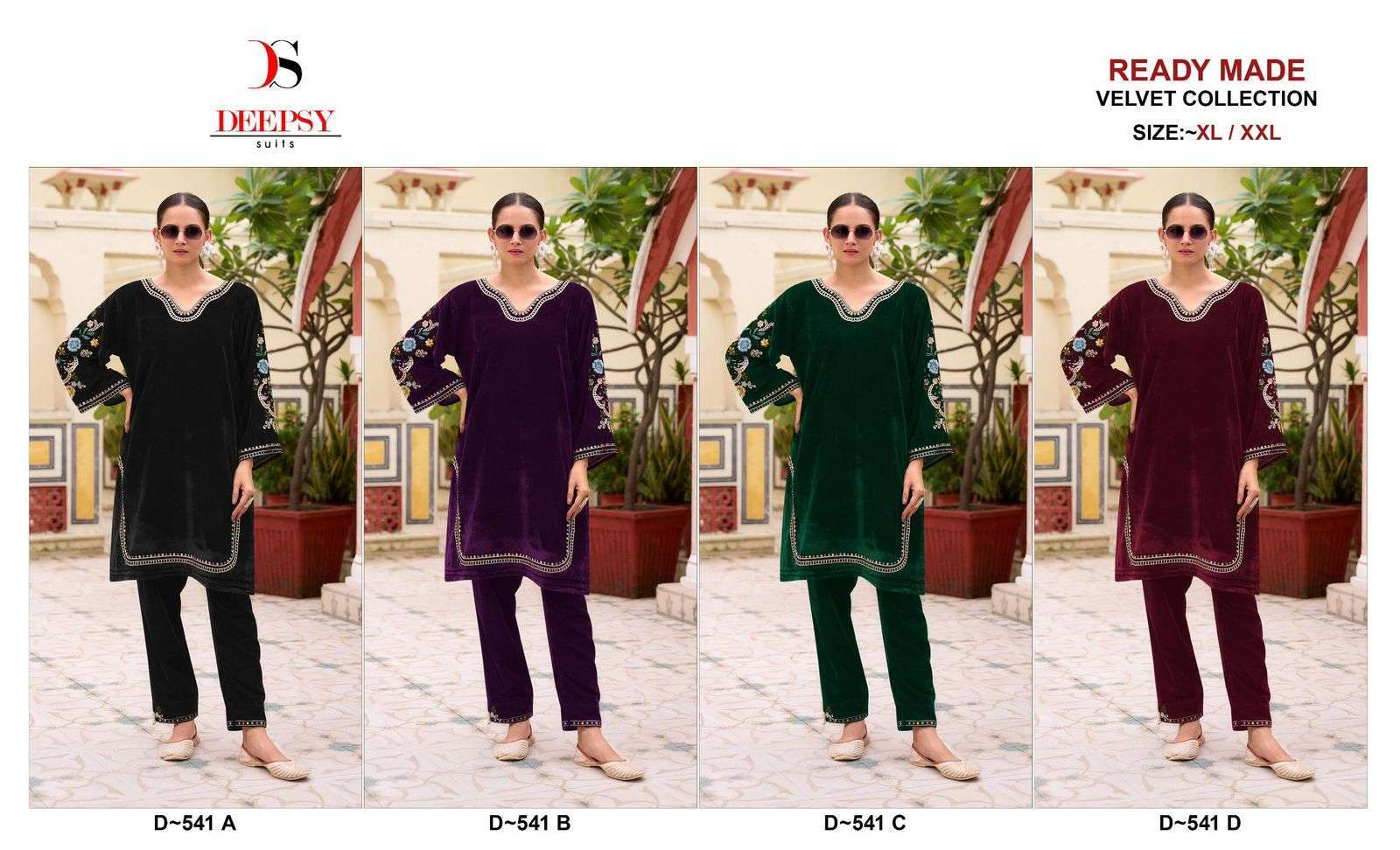 DEEPSY D 541 COLORS READYMADE VELVET TOP BOTTOM PAKISTANI SET SUPPLIER 