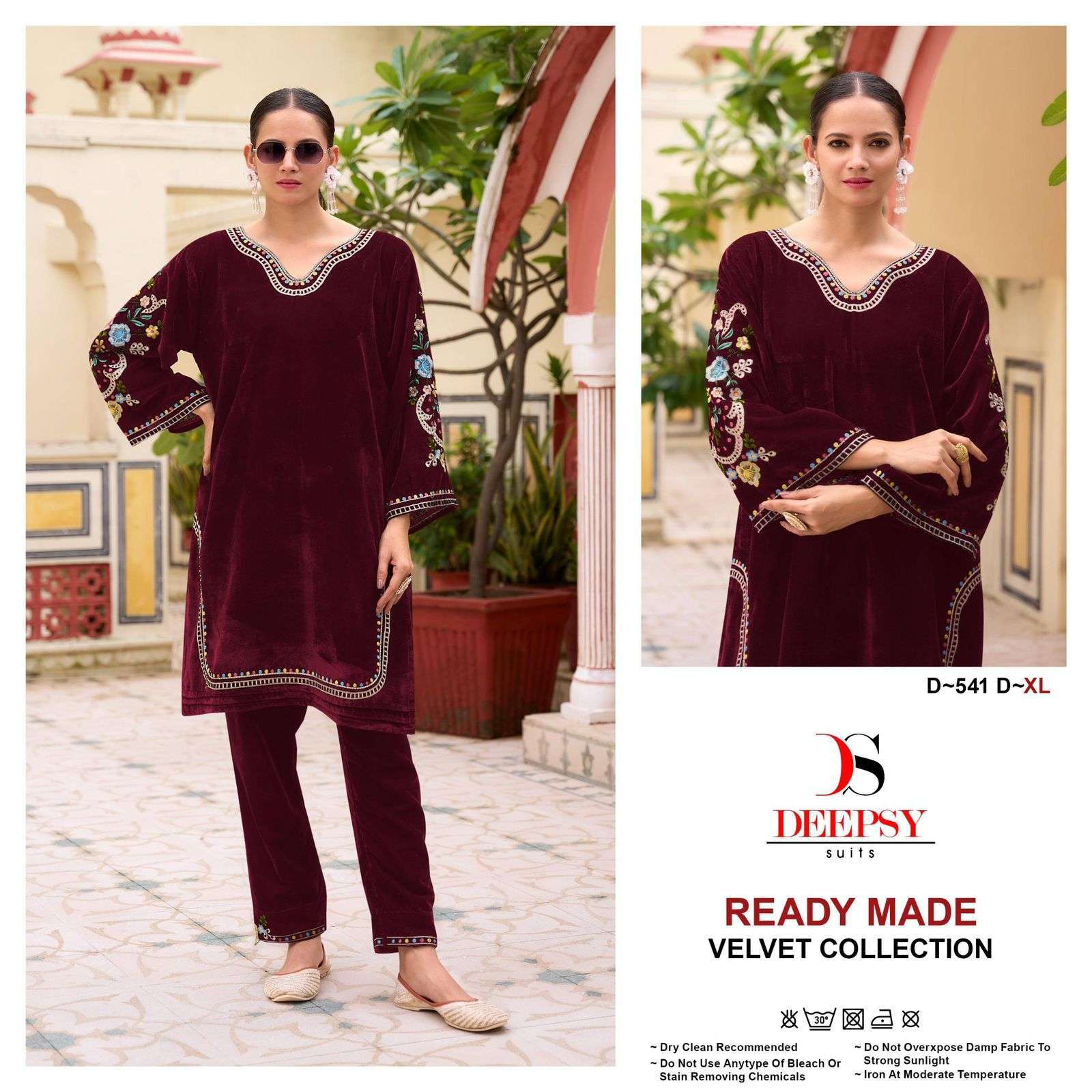 DEEPSY D 541 COLORS READYMADE VELVET TOP BOTTOM PAKISTANI SET SUPPLIER 