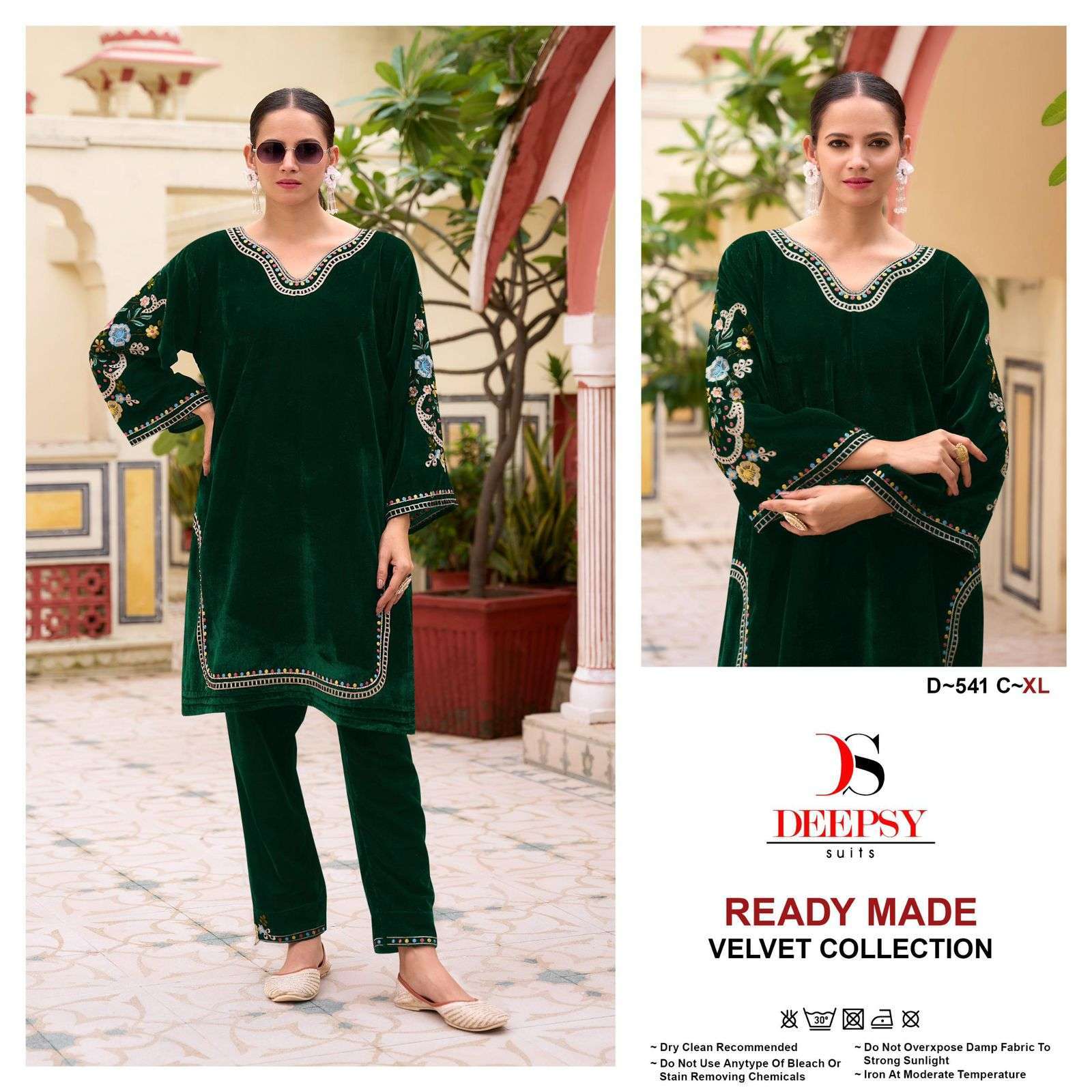 DEEPSY D 541 COLORS READYMADE VELVET TOP BOTTOM PAKISTANI SET SUPPLIER 