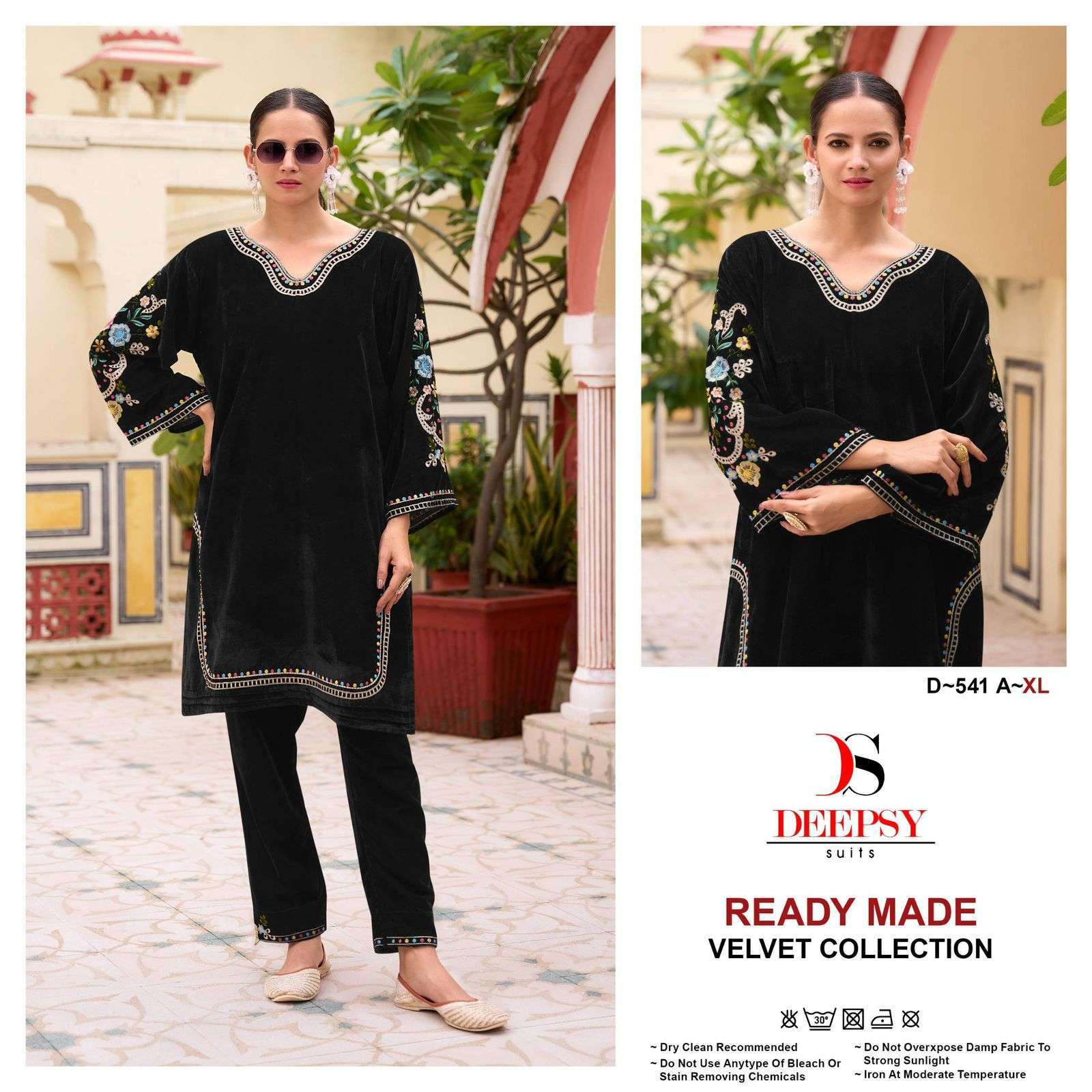DEEPSY D 541 COLORS READYMADE VELVET TOP BOTTOM PAKISTANI SET SUPPLIER 