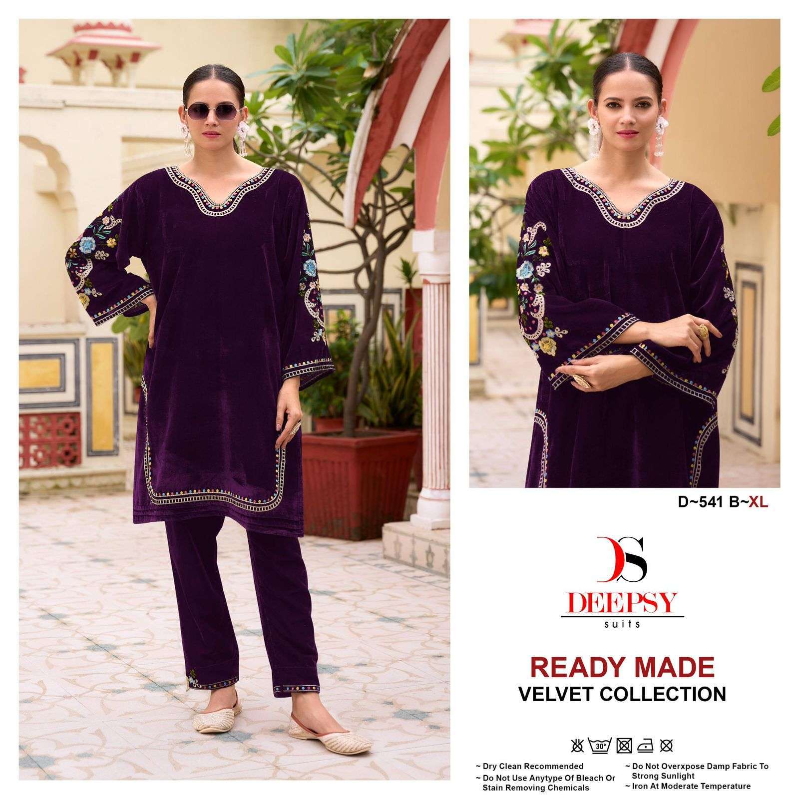 DEEPSY D 541 COLORS READYMADE VELVET TOP BOTTOM PAKISTANI SET SUPPLIER 