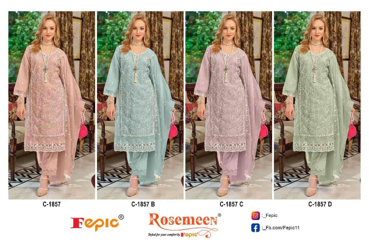 FEPIC C 1857 COLORS FESTIVE WEAR DESIGNER ORGANZA SUIT WHOLESALER 2024