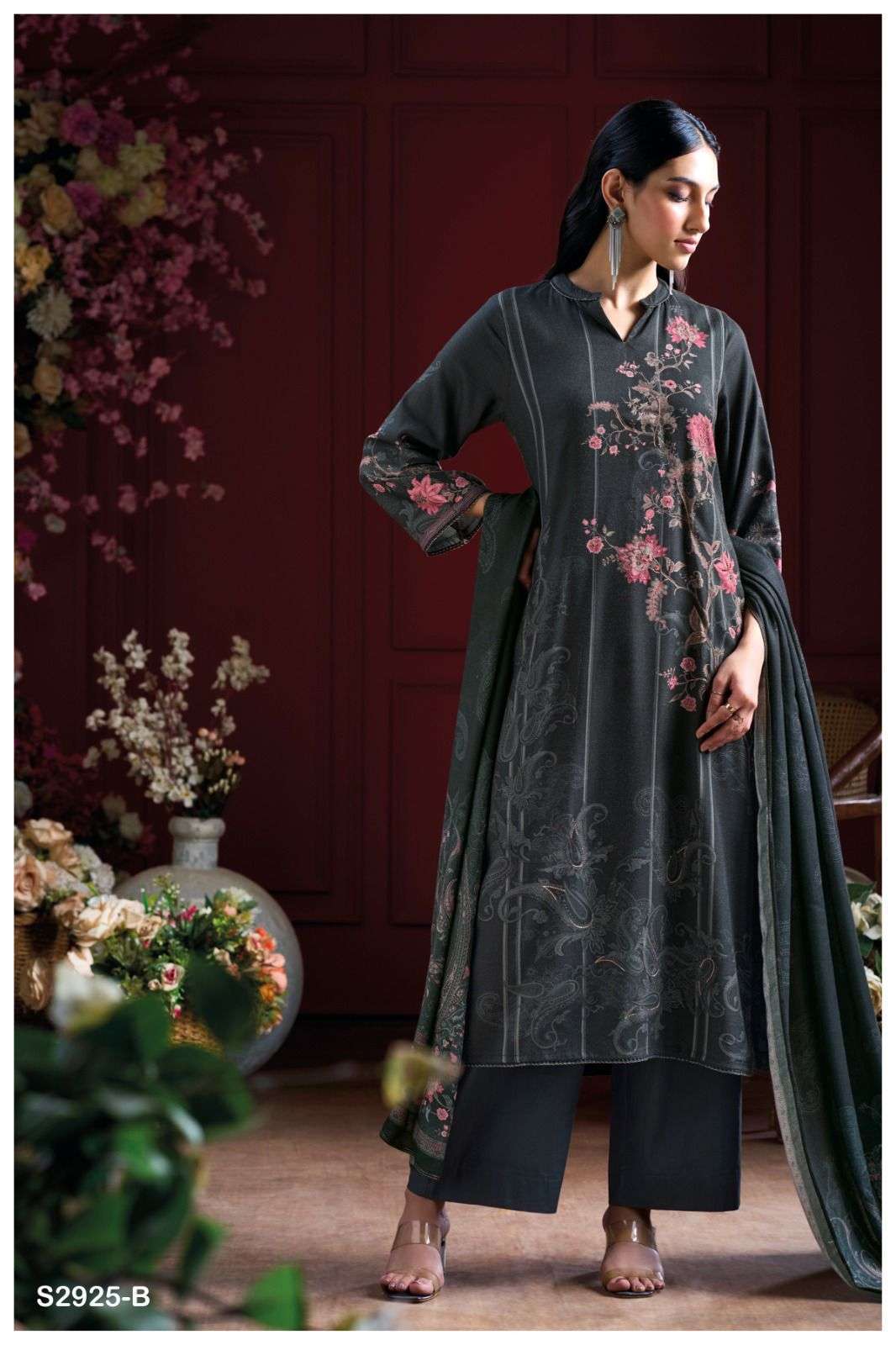 GANGA FASHION AILANI 2925 EXCLUSIVE PASHMINA SUIT CATALOG SUPPLIER EXPORTER 