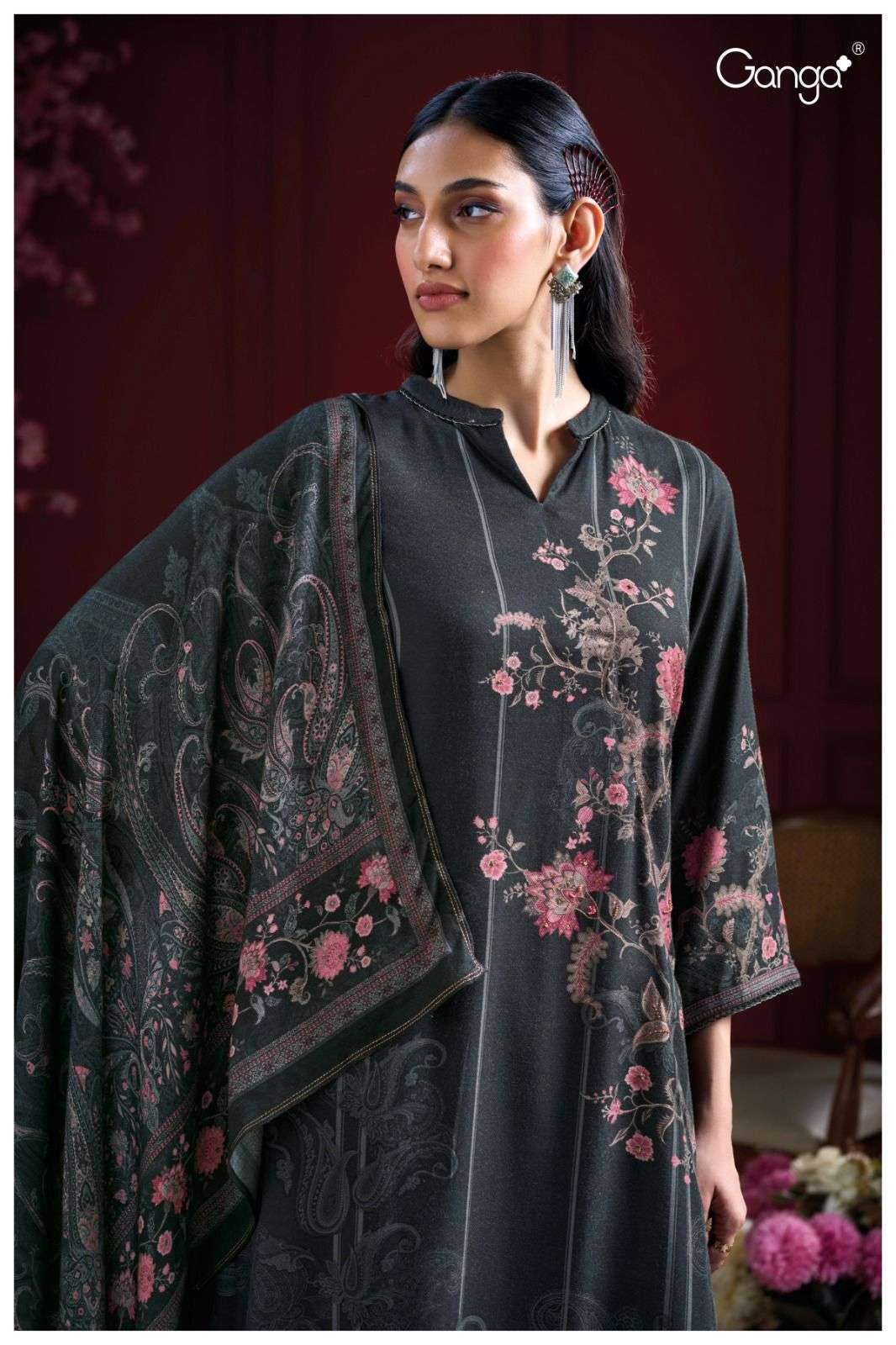 GANGA FASHION AILANI 2925 EXCLUSIVE PASHMINA SUIT CATALOG SUPPLIER EXPORTER 
