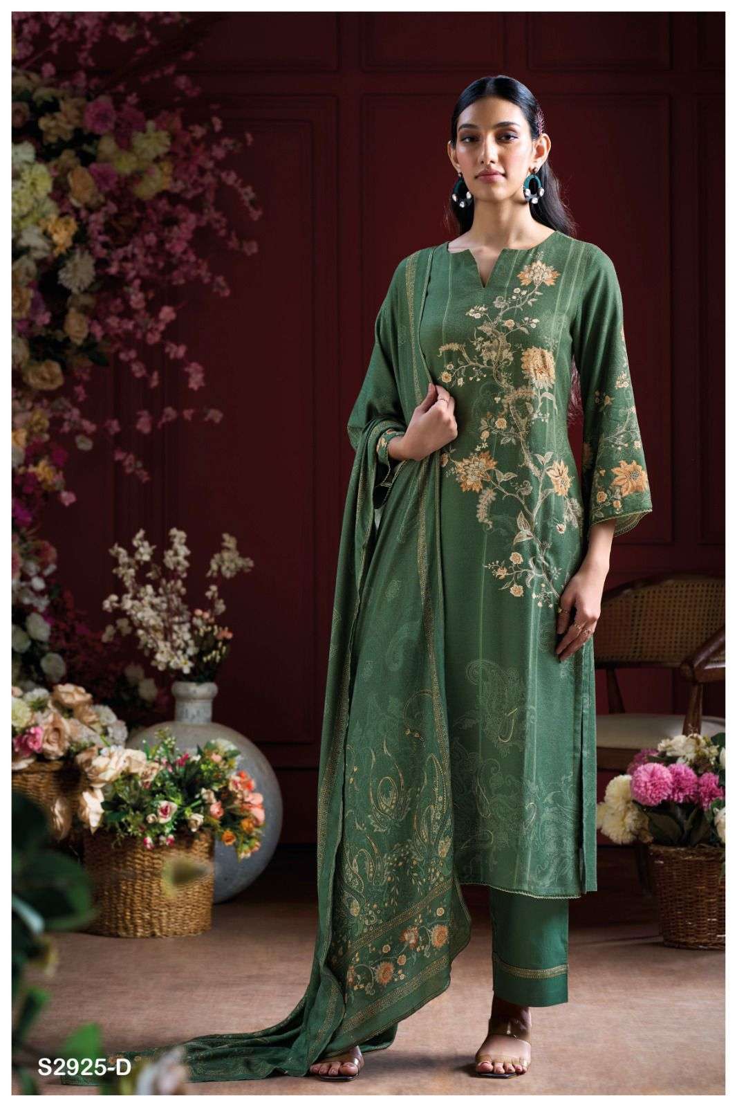 GANGA FASHION AILANI 2925 EXCLUSIVE PASHMINA SUIT CATALOG SUPPLIER EXPORTER 