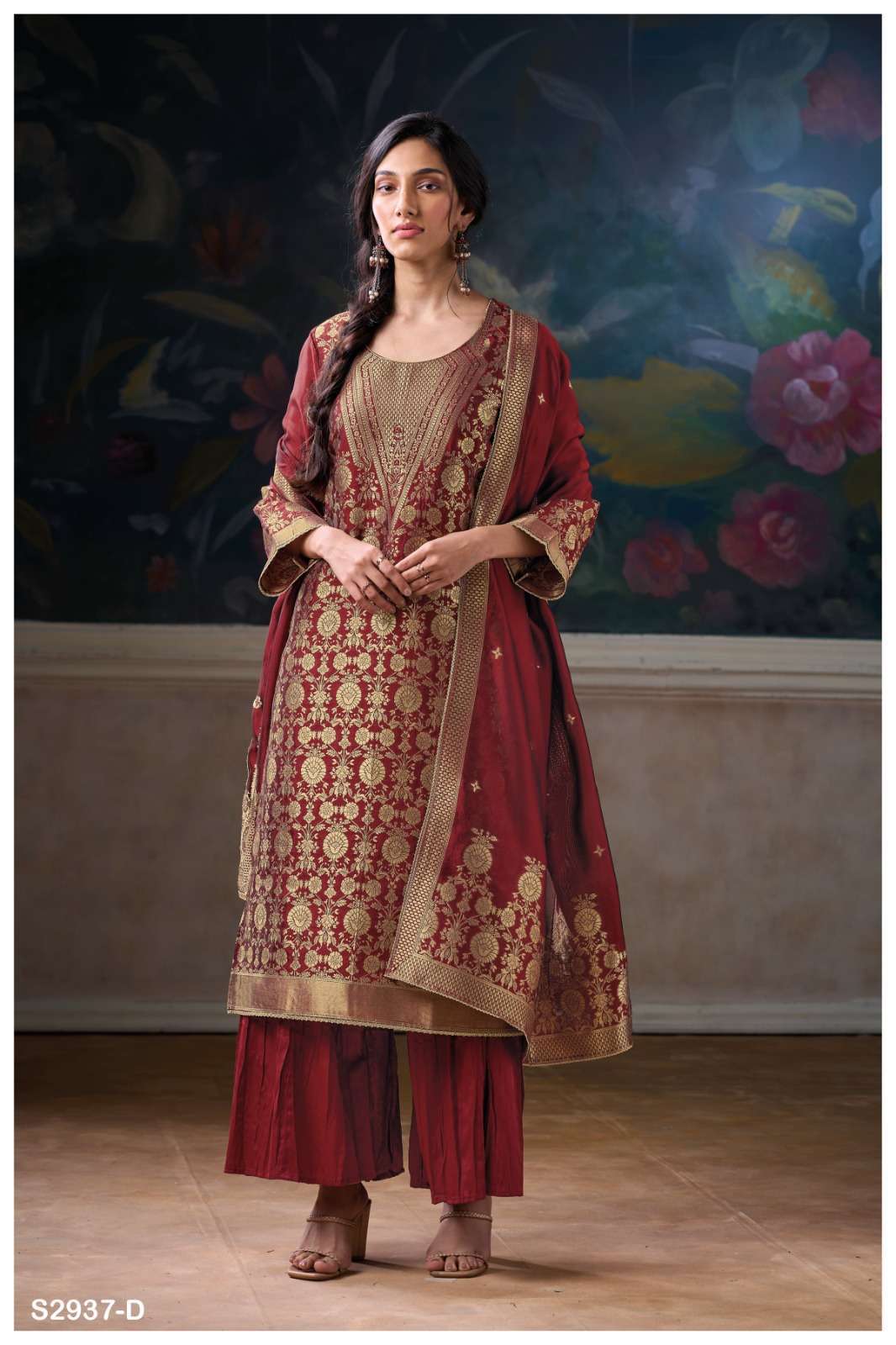 GANGA FASHION NEMYRA 2937 PARTYWEAR SILK JACQUARD SUIT CATALOG EXPORTER 2024