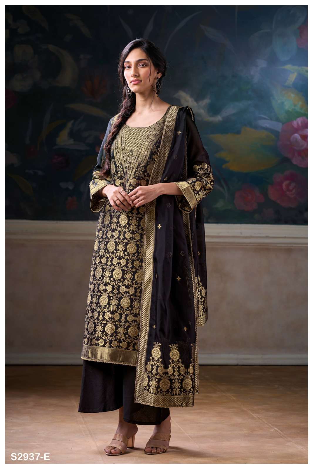 GANGA FASHION NEMYRA 2937 PARTYWEAR SILK JACQUARD SUIT CATALOG EXPORTER 2024