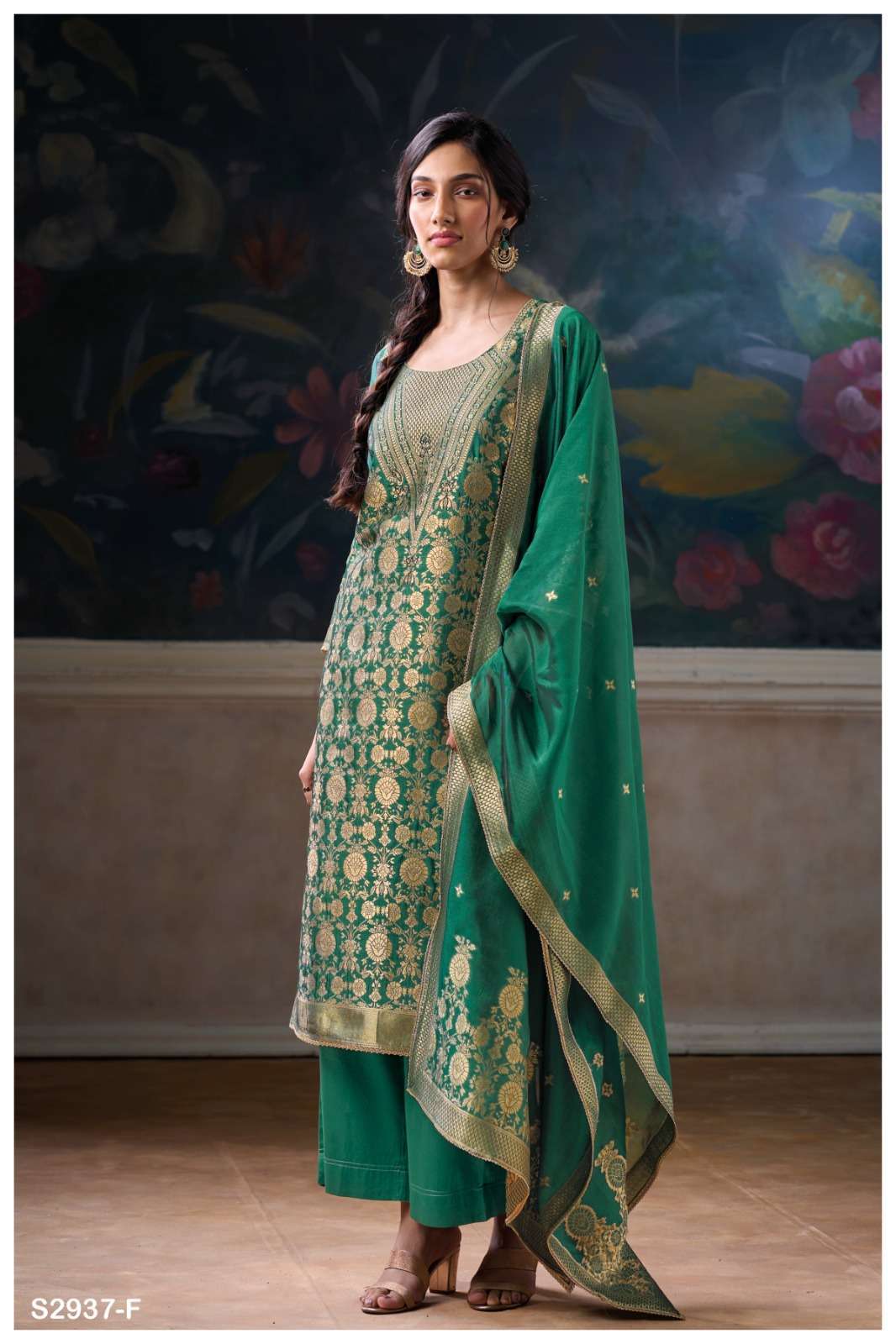 GANGA FASHION NEMYRA 2937 PARTYWEAR SILK JACQUARD SUIT CATALOG EXPORTER 2024