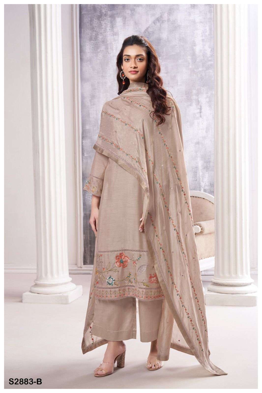 GANGA FASHION ZEENAT 2883 DESIGNER BEMBERG SILK SUIT CATALOGUE WHOLESALER 2024