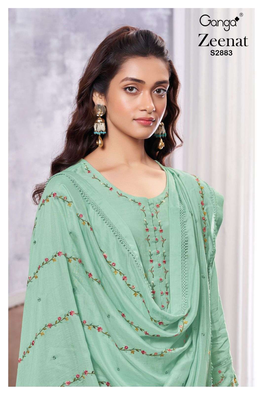 GANGA FASHION ZEENAT 2883 DESIGNER BEMBERG SILK SUIT CATALOGUE WHOLESALER 2024