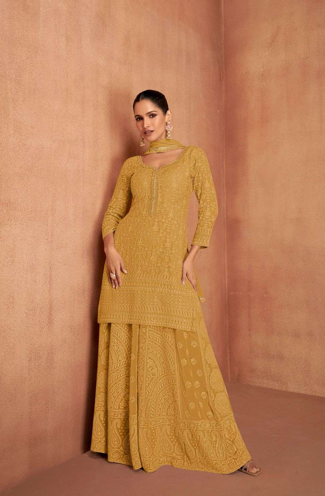 GULKAYRA MANNAT 7496 COLORS GEORGETTE SHARARA DRESS CATALOG EXPORTERS 