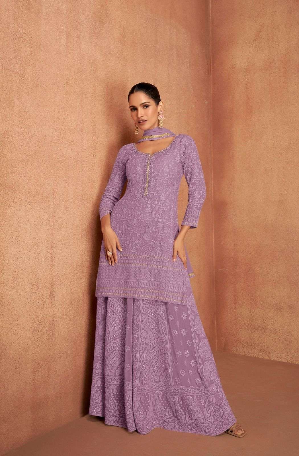 GULKAYRA MANNAT 7496 COLORS GEORGETTE SHARARA DRESS CATALOG EXPORTERS 