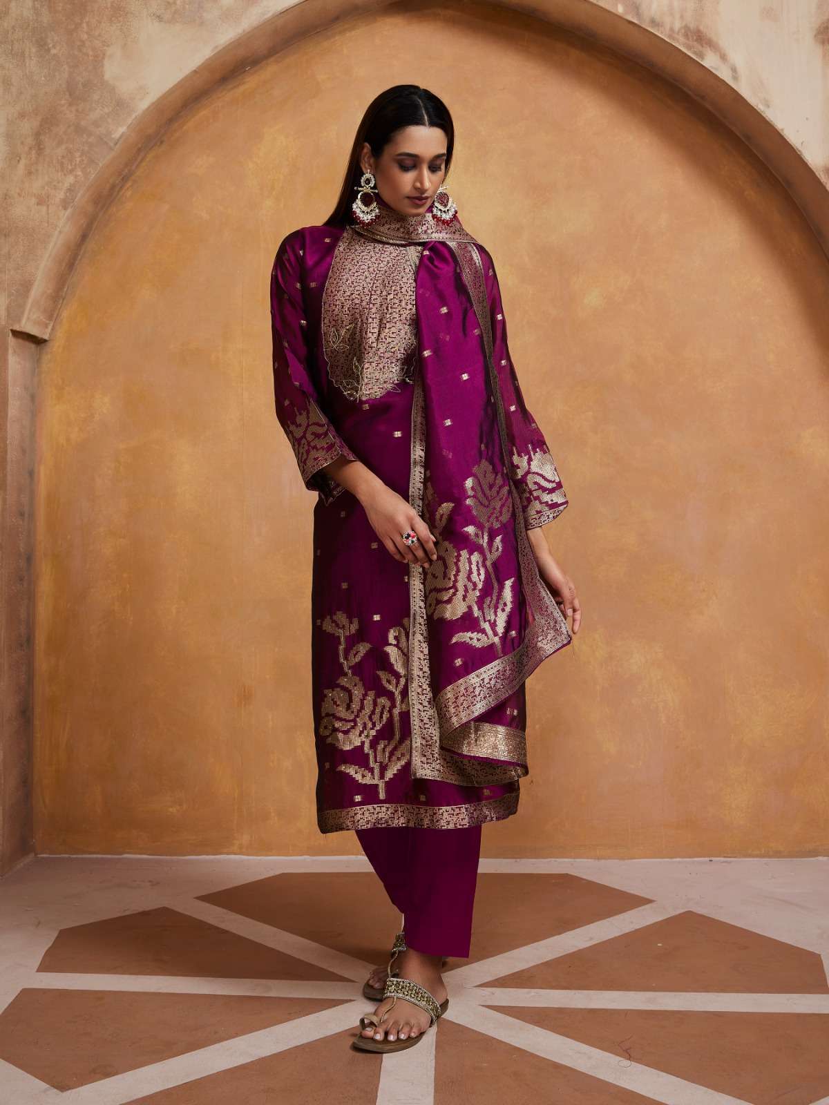 IBIZA ANAISHA JACQUARD BANGLORY SILK DESIGNER SUIT CATALOG EXPORTER IBIZA SUIT
