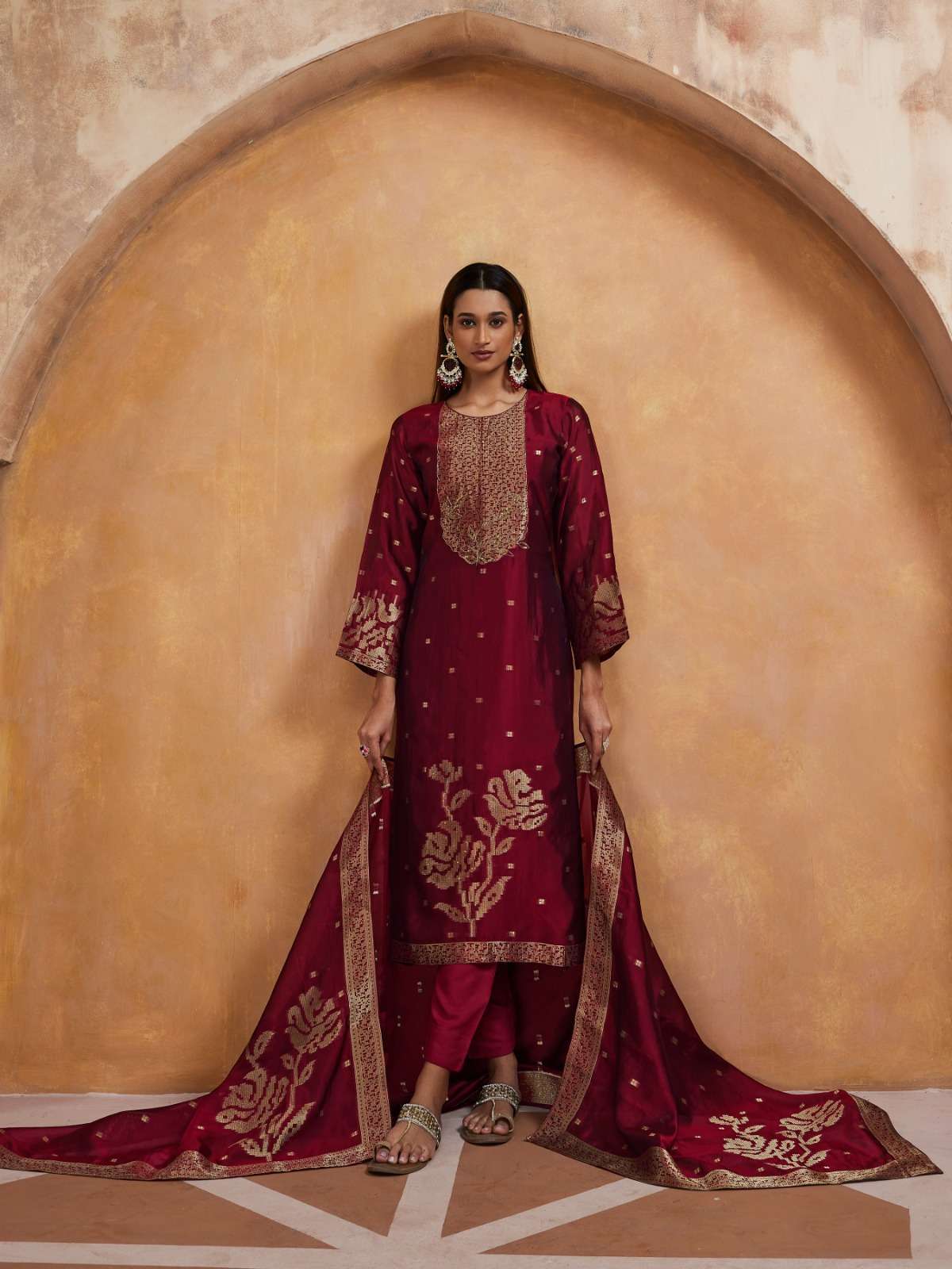 IBIZA ANAISHA JACQUARD BANGLORY SILK DESIGNER SUIT CATALOG EXPORTER IBIZA SUIT