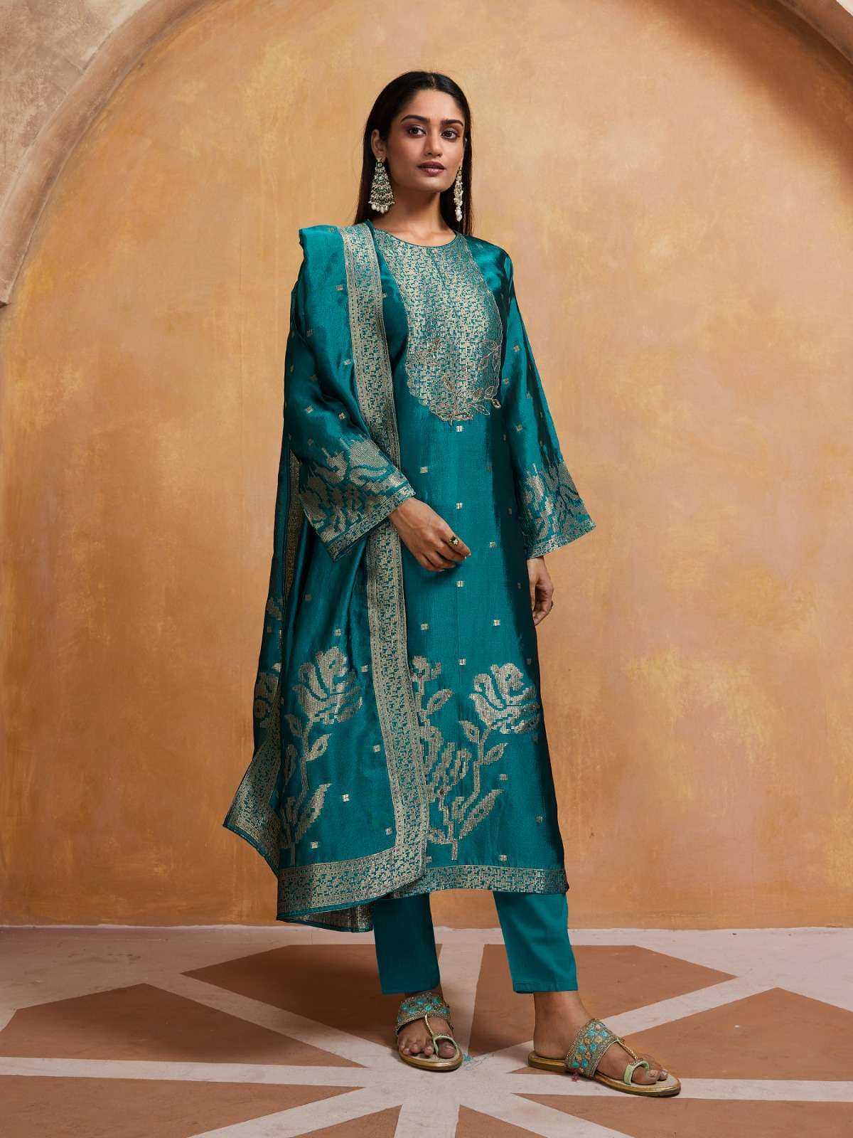 IBIZA ANAISHA JACQUARD BANGLORY SILK DESIGNER SUIT CATALOG EXPORTER IBIZA SUIT