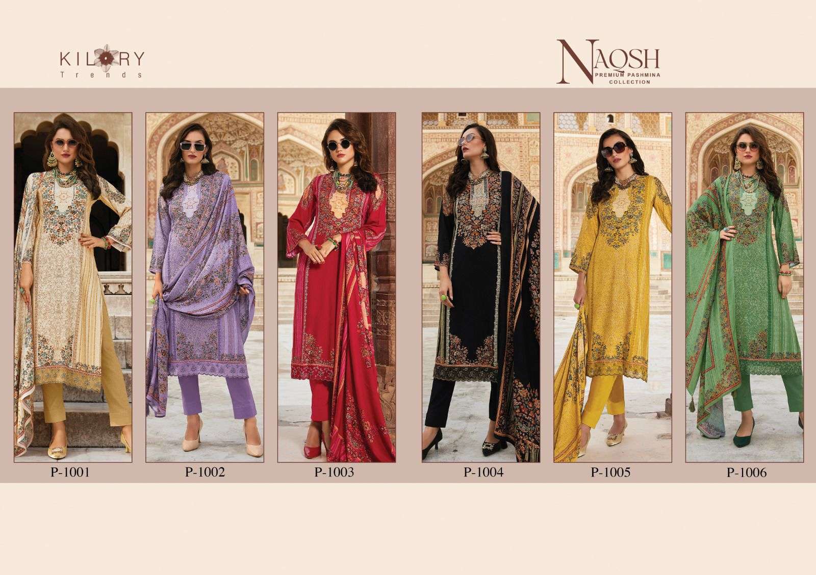 KILORY NAQSH FANCY VISCOSE PASHMINA SUIT CATALOGUE WHOLESALER 