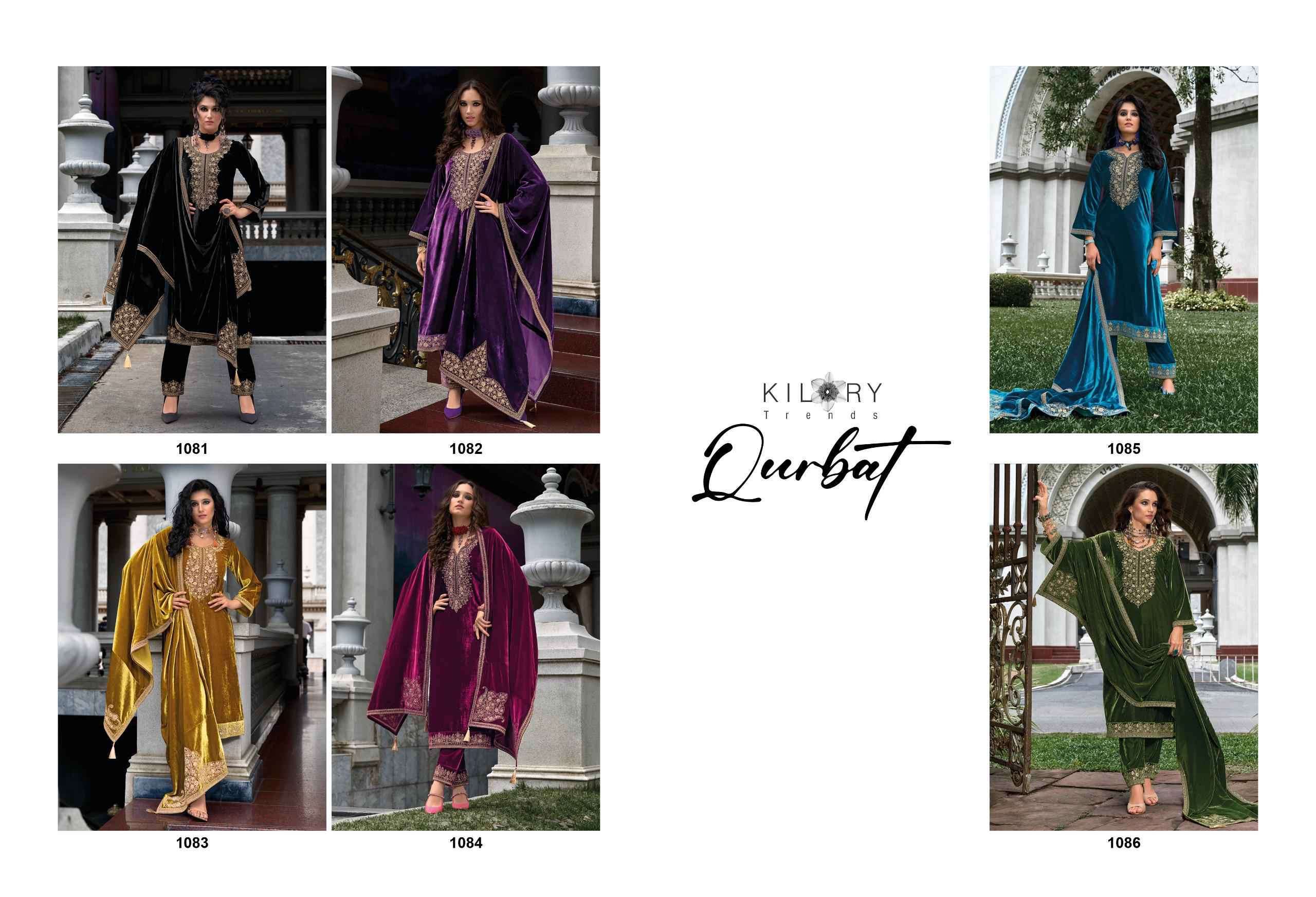 KILORY QURBAT DESIGNER EMBROIDERY WORK VELVET SUIT CATALOG WHOLESALER  