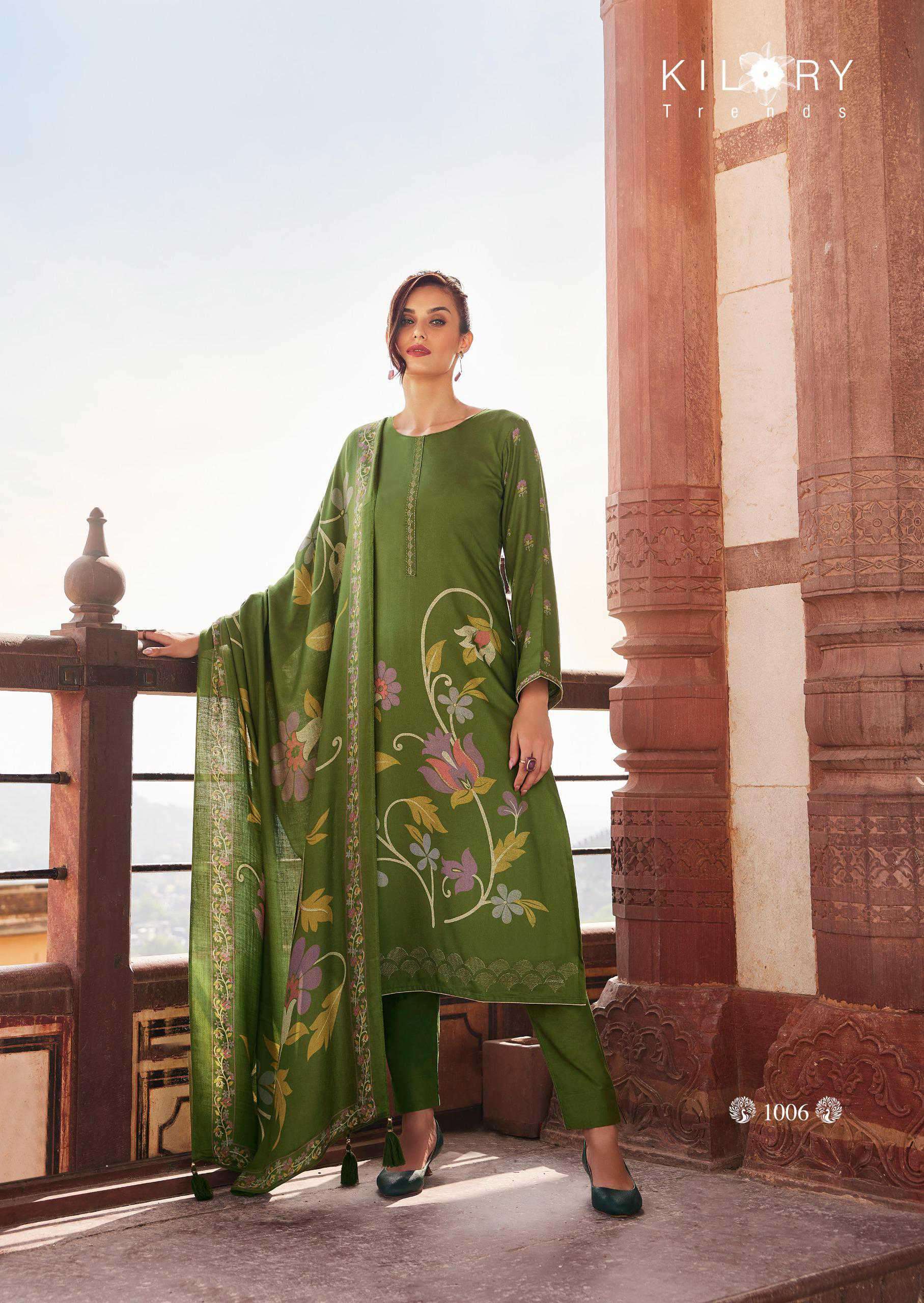 KILORY TRENDZ CRYSTAL FANCY PASHMINA SUIT CATALOG EXPORTER 2024
