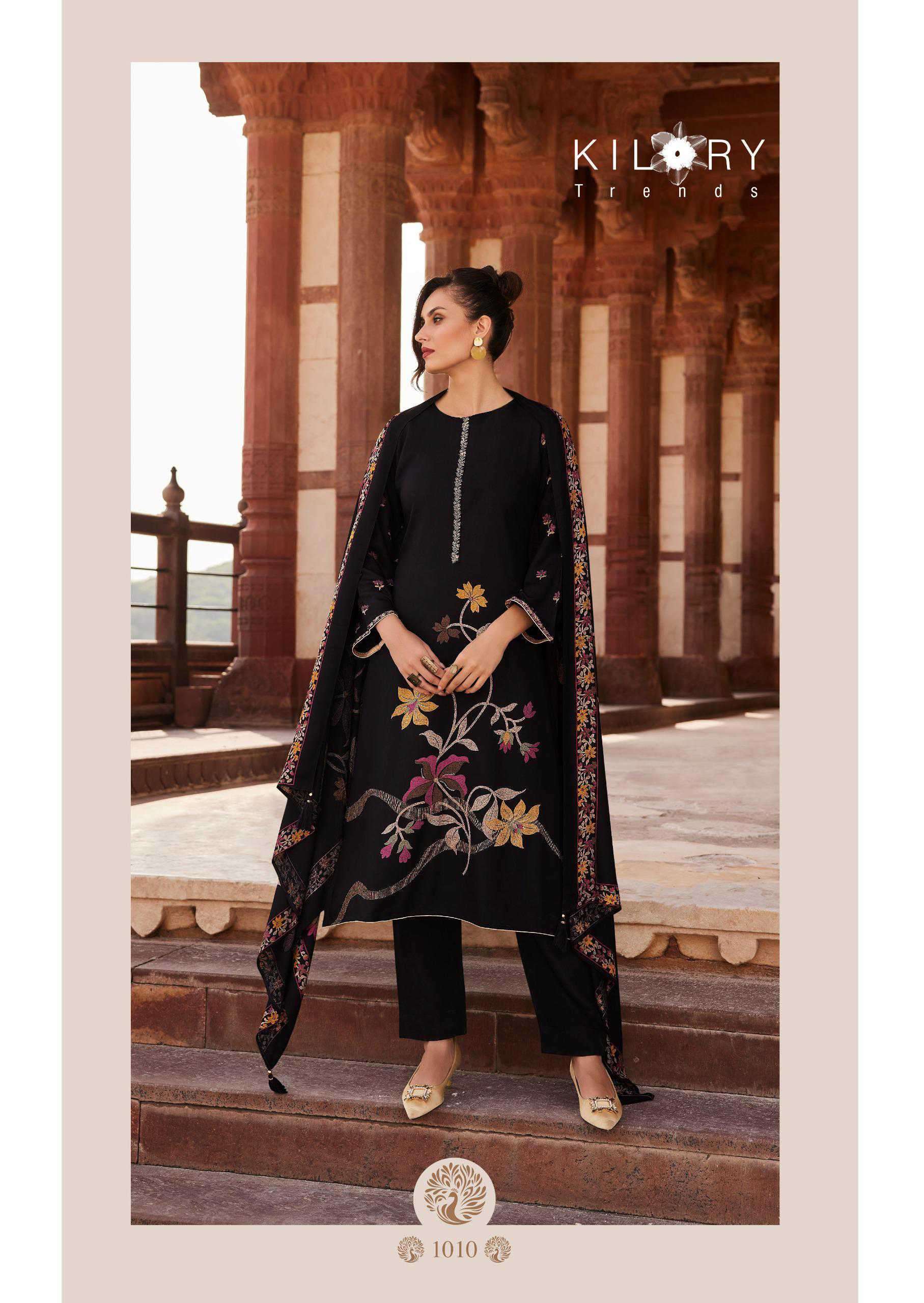KILORY TRENDZ CRYSTAL FANCY PASHMINA SUIT CATALOG EXPORTER 2024