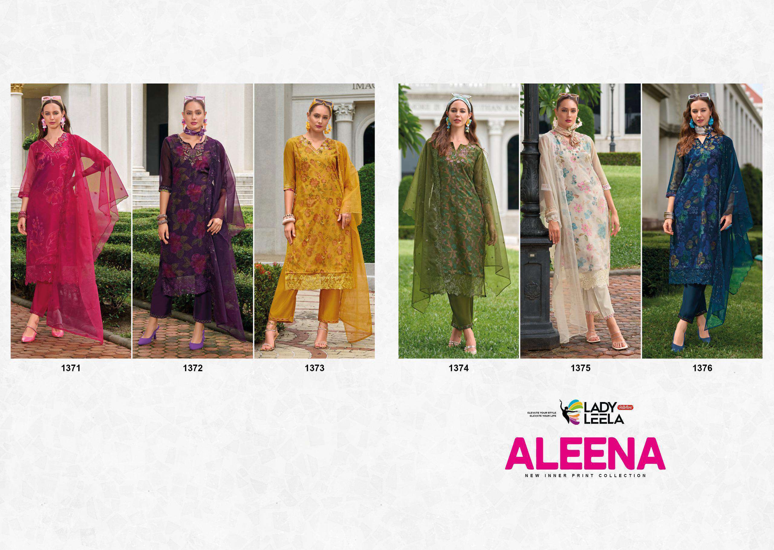 LADY LEELA ALEENA DESIGNER ORGANZA KURTI PANT WITH DUPATTA LATEST CATALOGUE WHOLESALER 