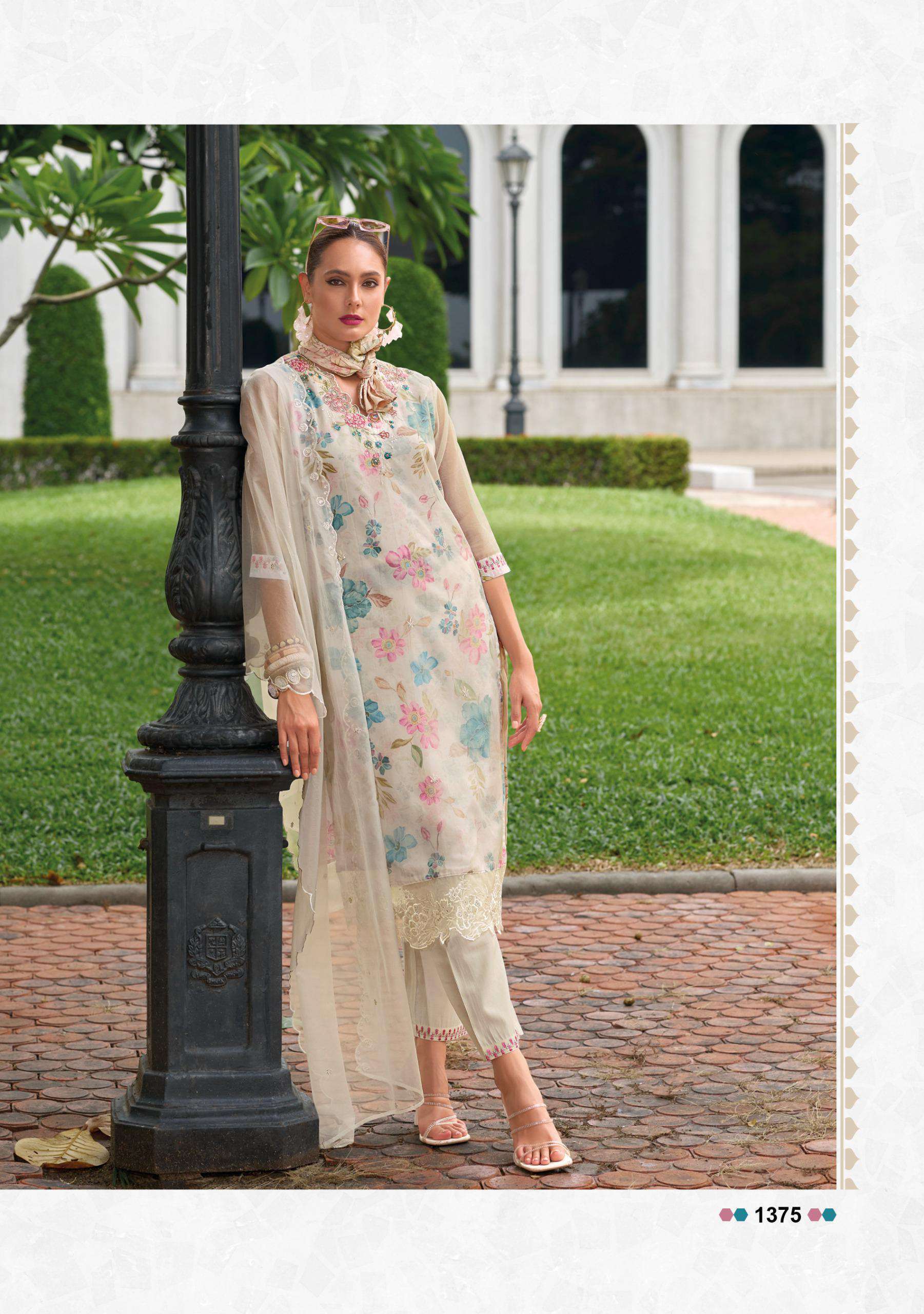LADY LEELA ALEENA DESIGNER ORGANZA KURTI PANT WITH DUPATTA LATEST CATALOGUE WHOLESALER 