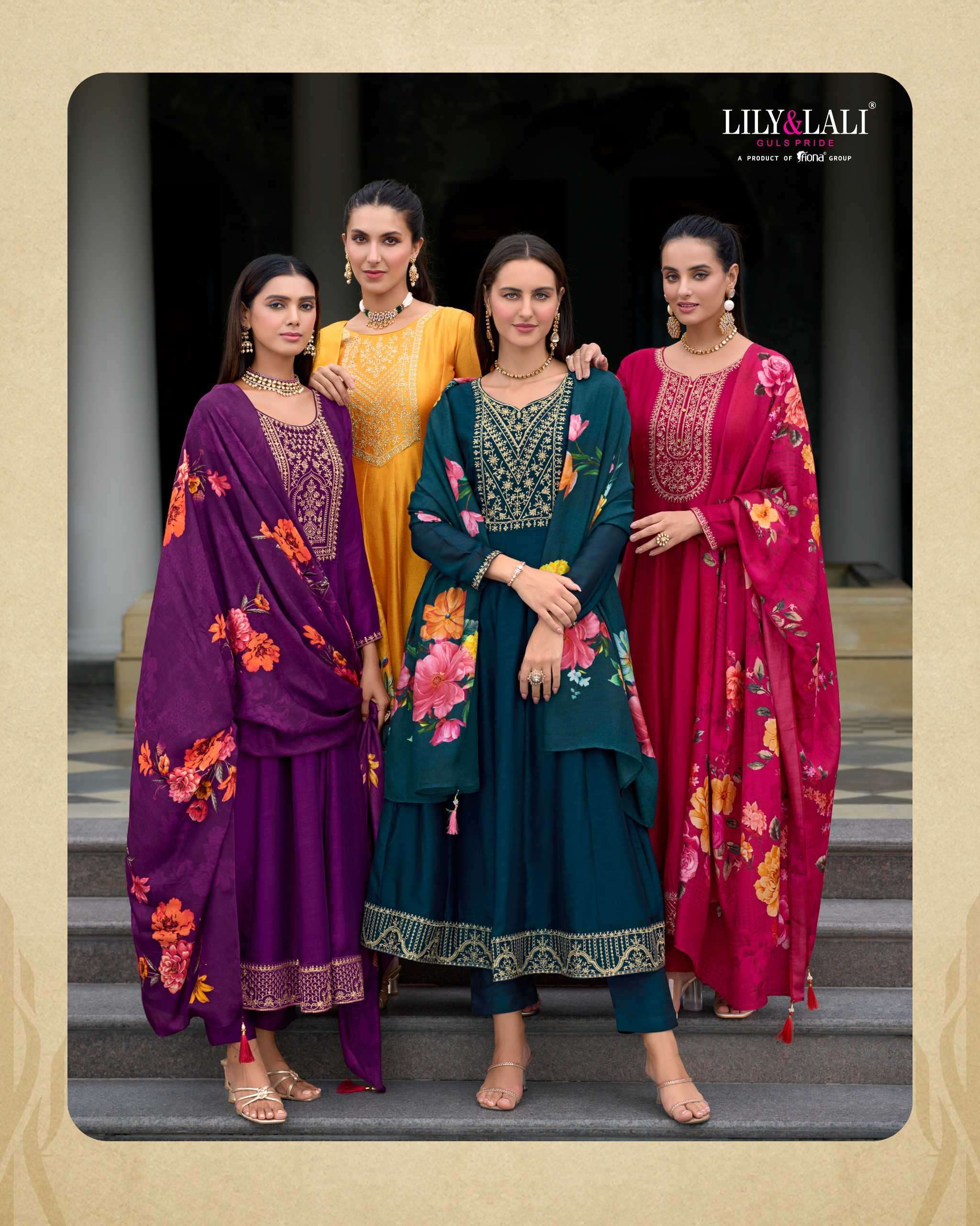 LILY AND LALI MALLIKAJAAN READYMADE ANARKALI STYLE DRESS CATALOGUE SUPPLIER 
