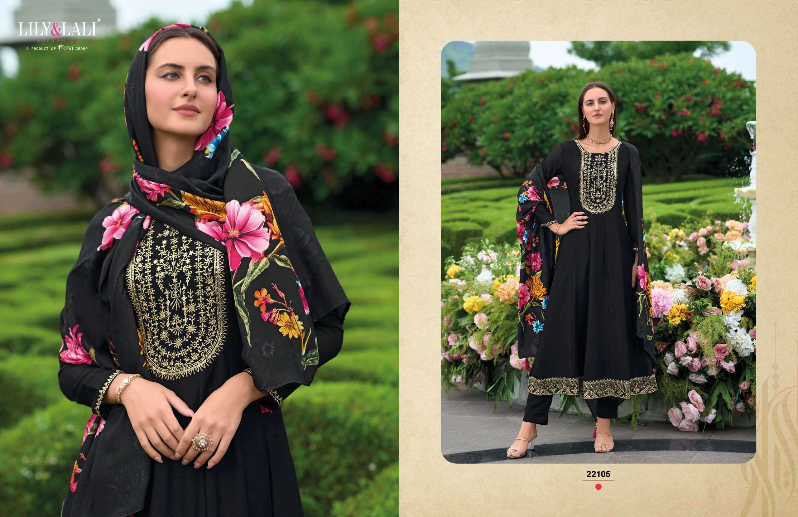 LILY AND LALI MALLIKAJAAN READYMADE ANARKALI STYLE DRESS CATALOGUE SUPPLIER 