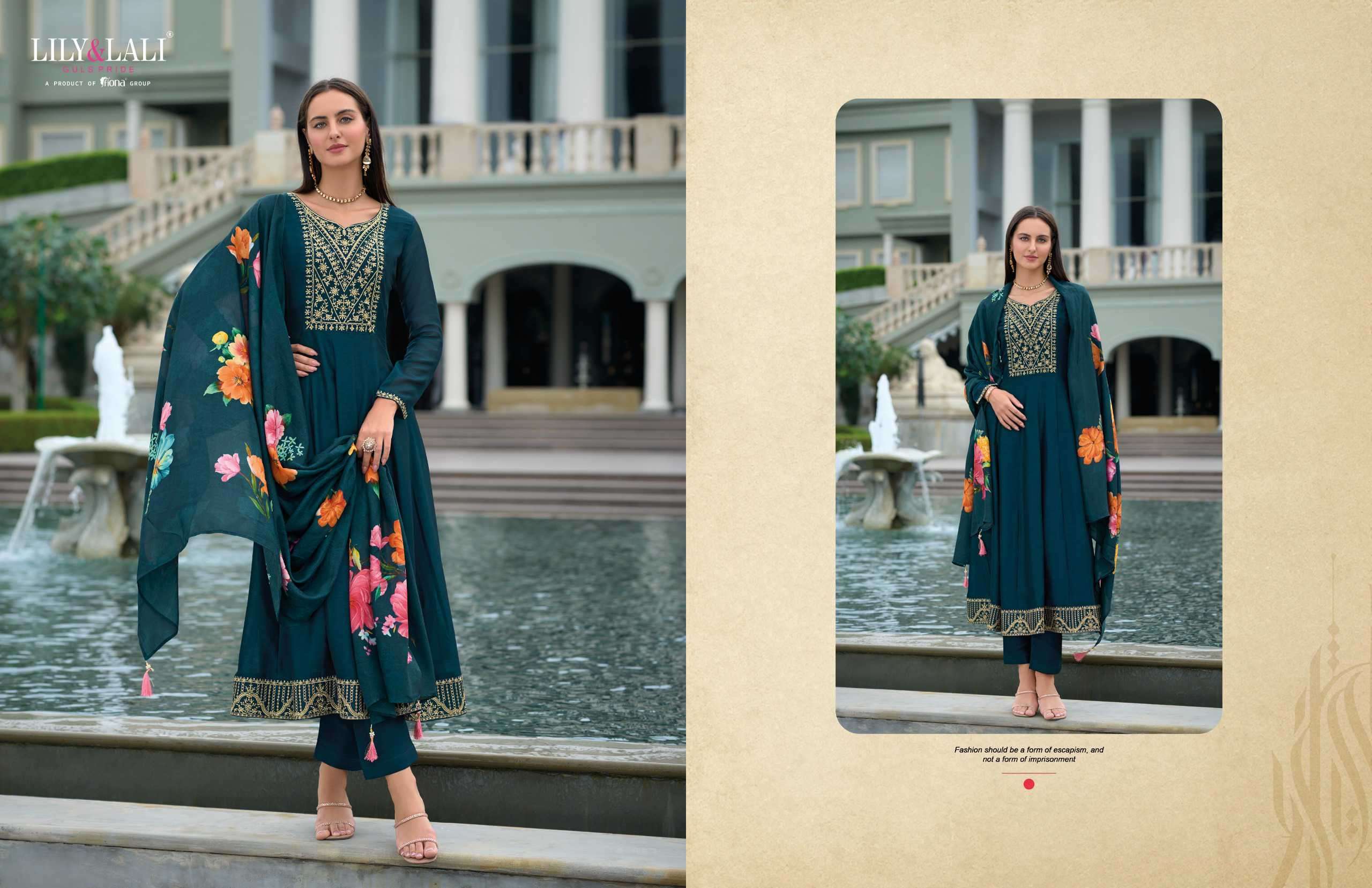 LILY AND LALI MALLIKAJAAN READYMADE ANARKALI STYLE DRESS CATALOGUE SUPPLIER 