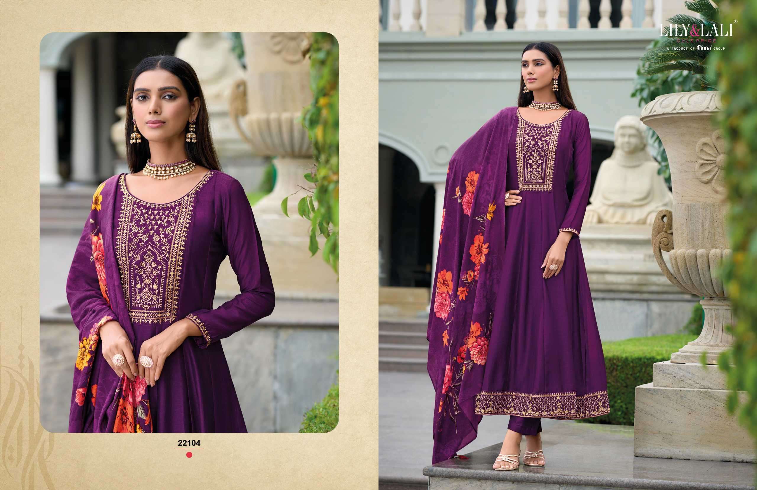 LILY AND LALI MALLIKAJAAN READYMADE ANARKALI STYLE DRESS CATALOGUE SUPPLIER 